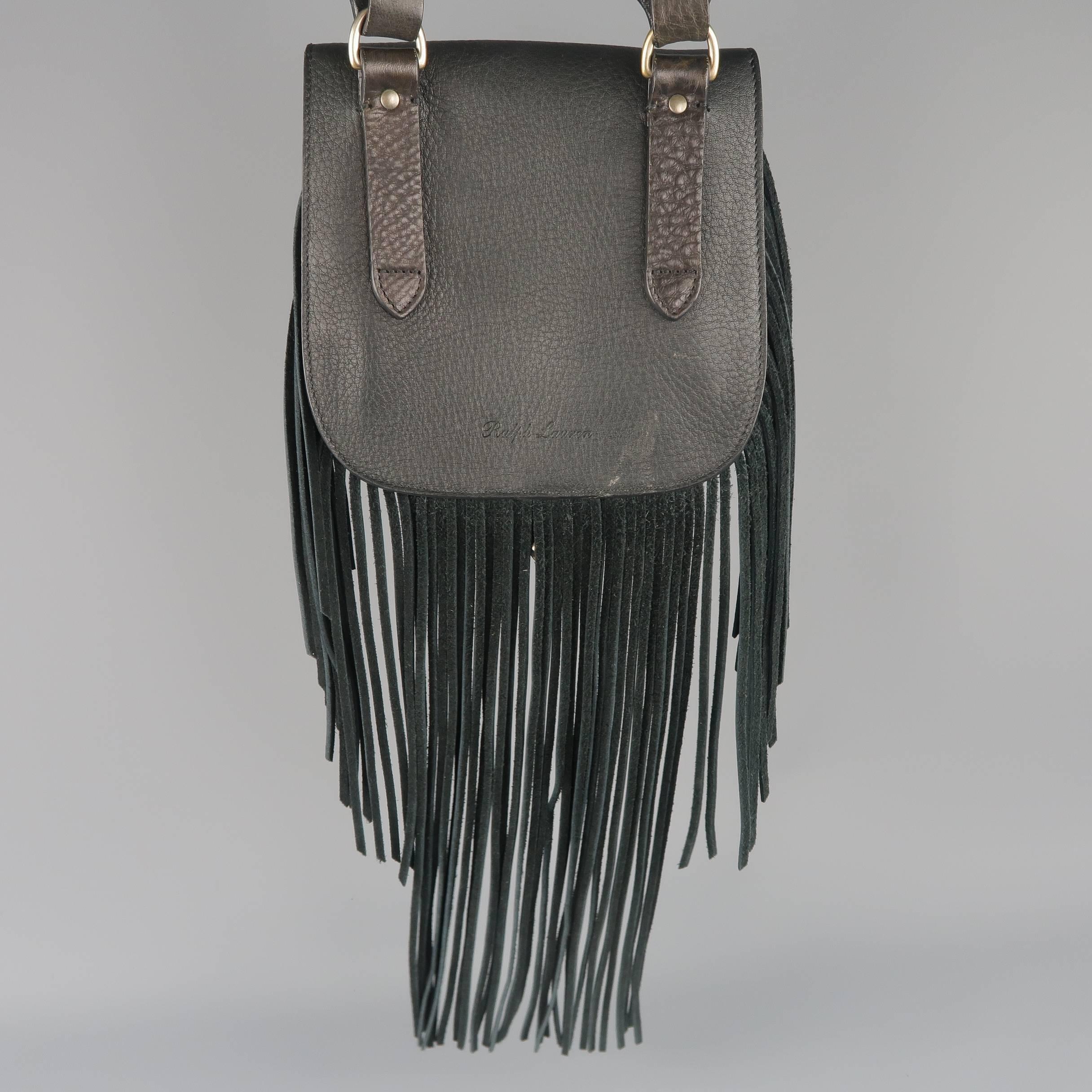 RALPH LAUREN Black Fringe Leather Cross Body RL 1967 Handbag 4