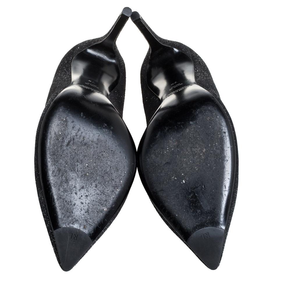 Noir Ralph Lauren - Escarpins à bout pointu noirs et paillettes, taille 37 en vente