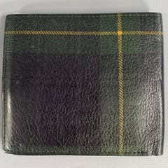 RALPH LAUREN Black Green & Yellow Plaid Leather Wallet