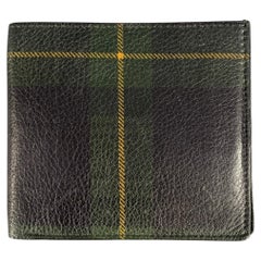 RALPH LAUREN Black Green & Yellow Plaid Leather Wallet