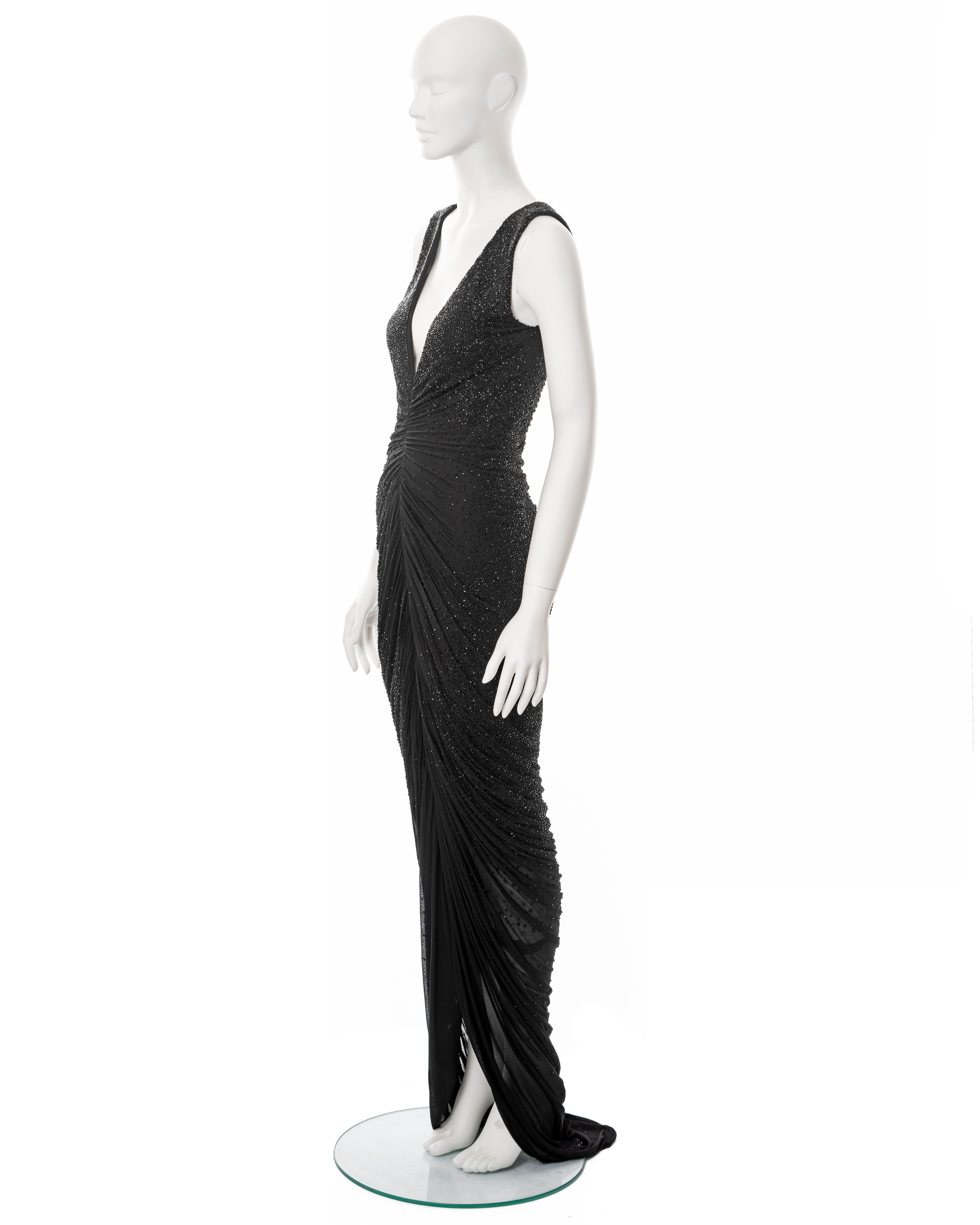 Ralph Lauren black hand beaded evening dress, fw 2013 For Sale 4