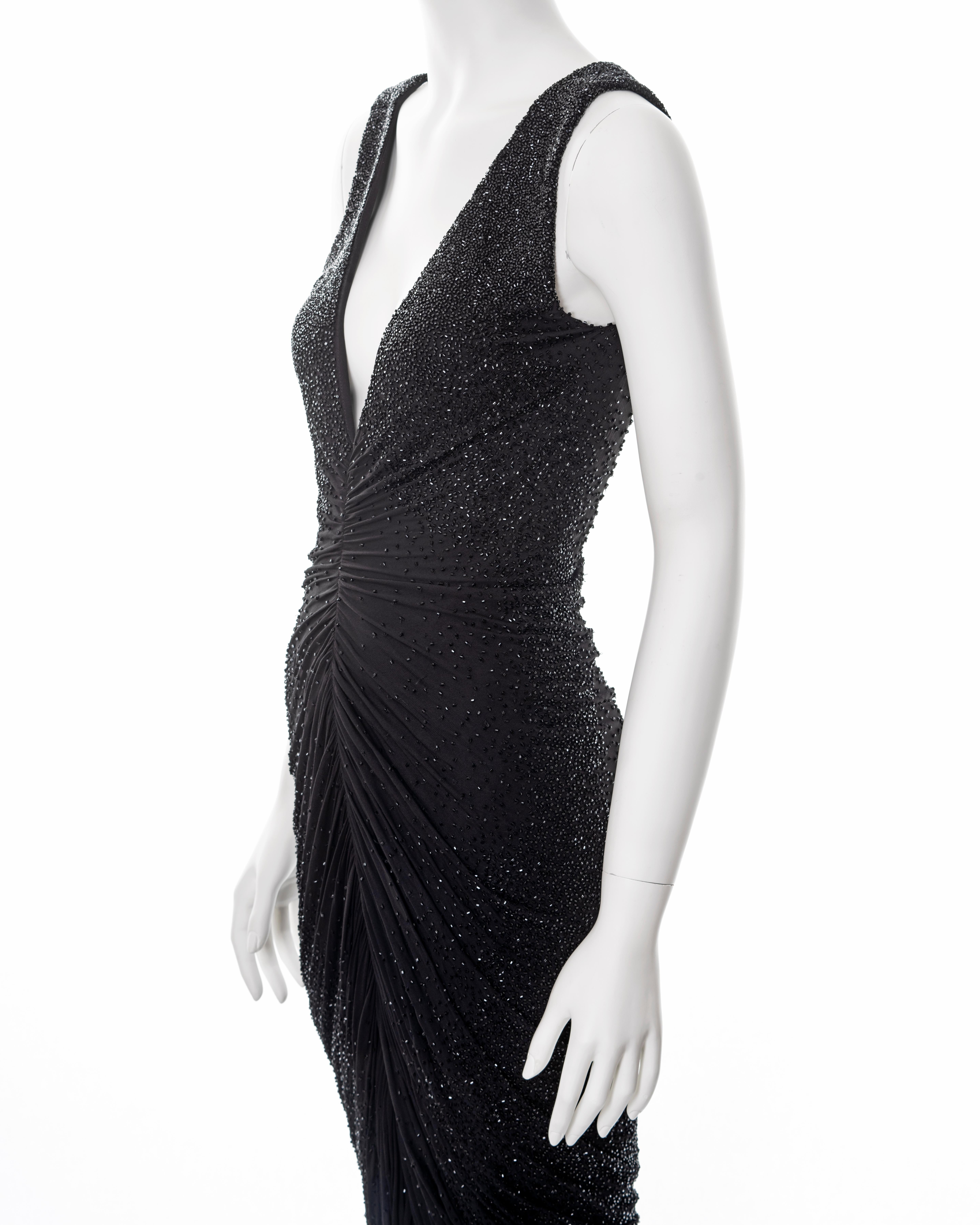 Ralph Lauren black hand beaded evening dress, fw 2013 For Sale 5