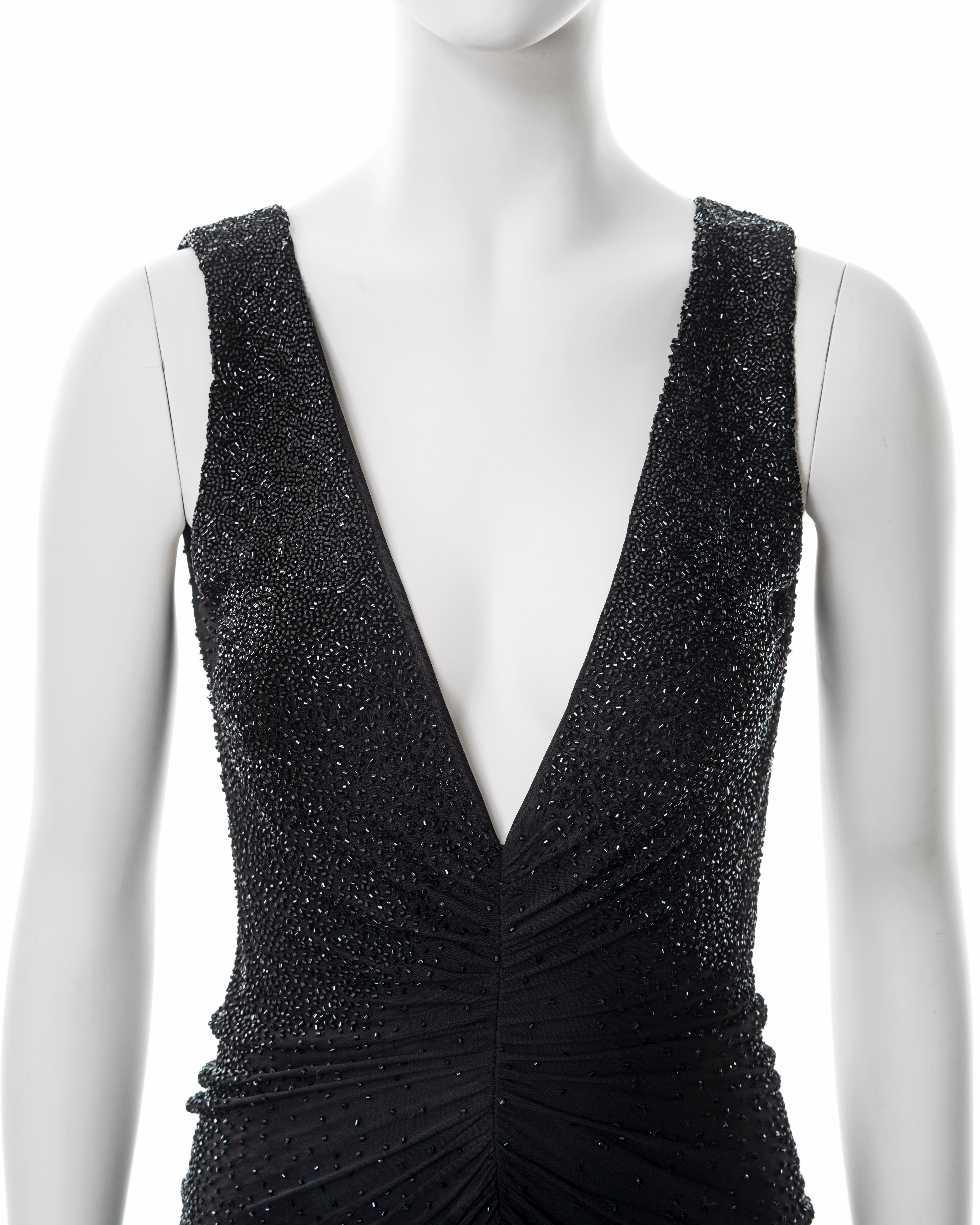 Ralph Lauren black hand beaded evening dress, fw 2013 In Excellent Condition For Sale In London, GB