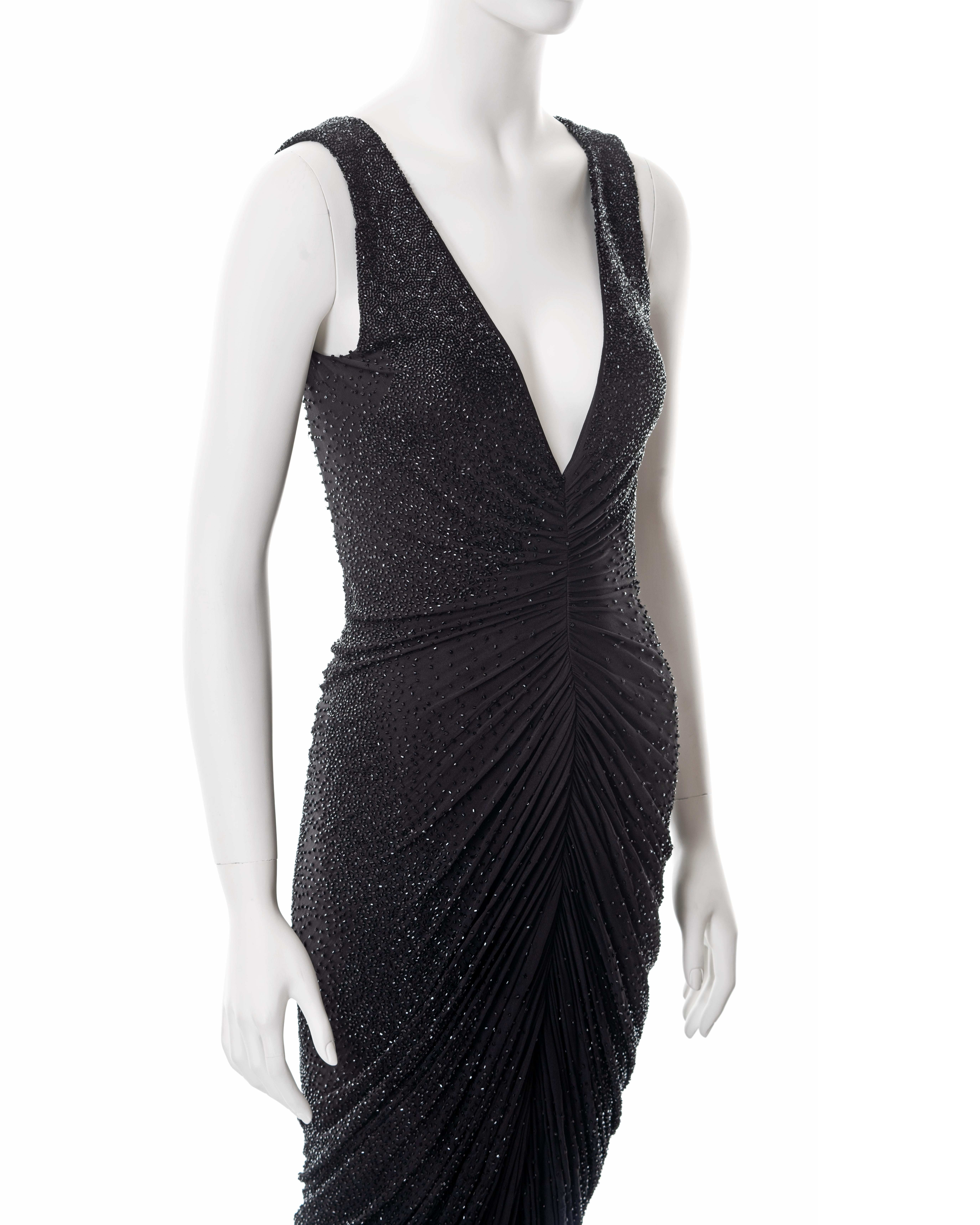 Ralph Lauren black hand beaded evening dress, fw 2013 For Sale 1