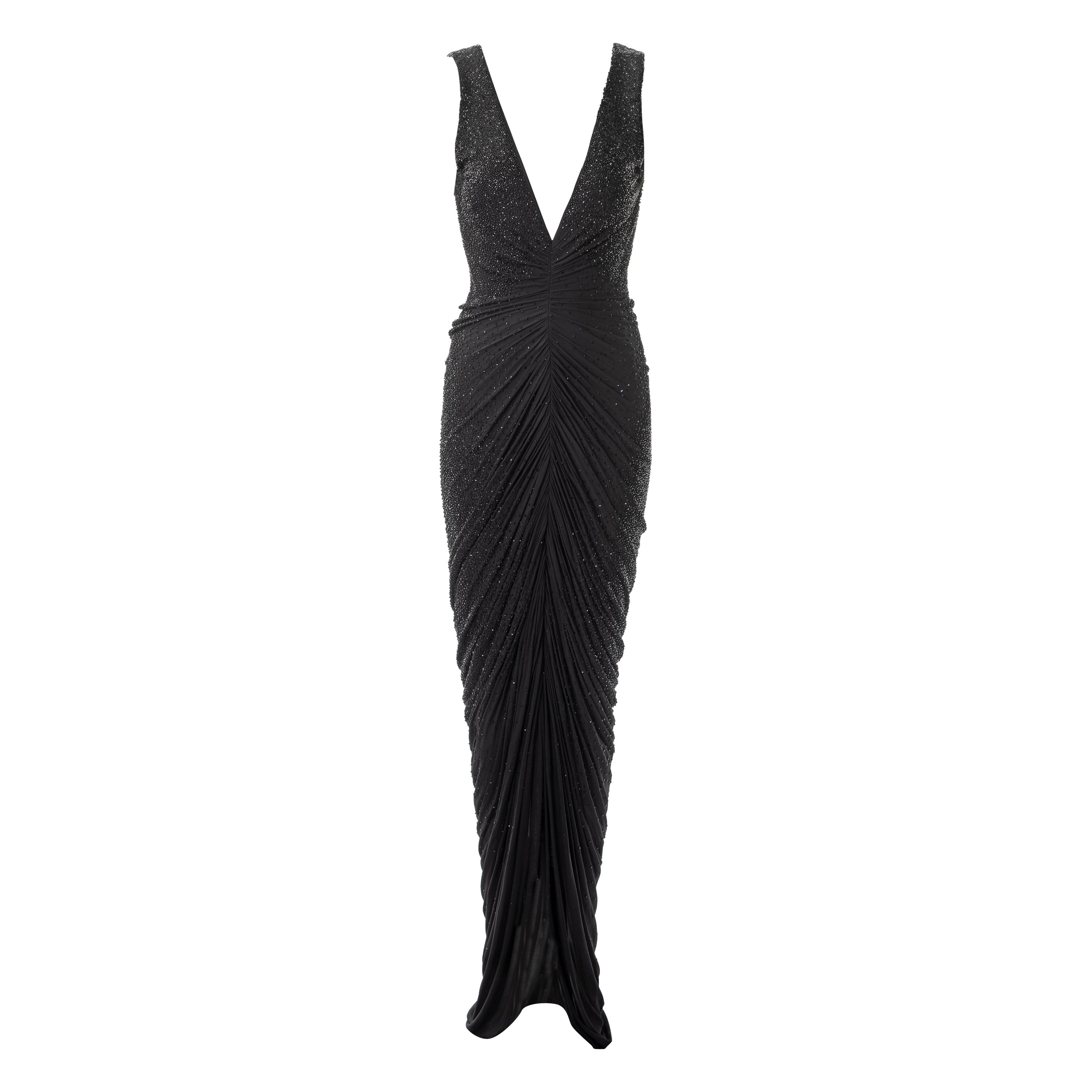 Robe de soirée noire perlée à la main Ralph Lauren, fw 2013