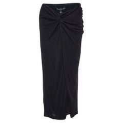 Ralph Lauren Black Jersey Draped Midi Skirt M