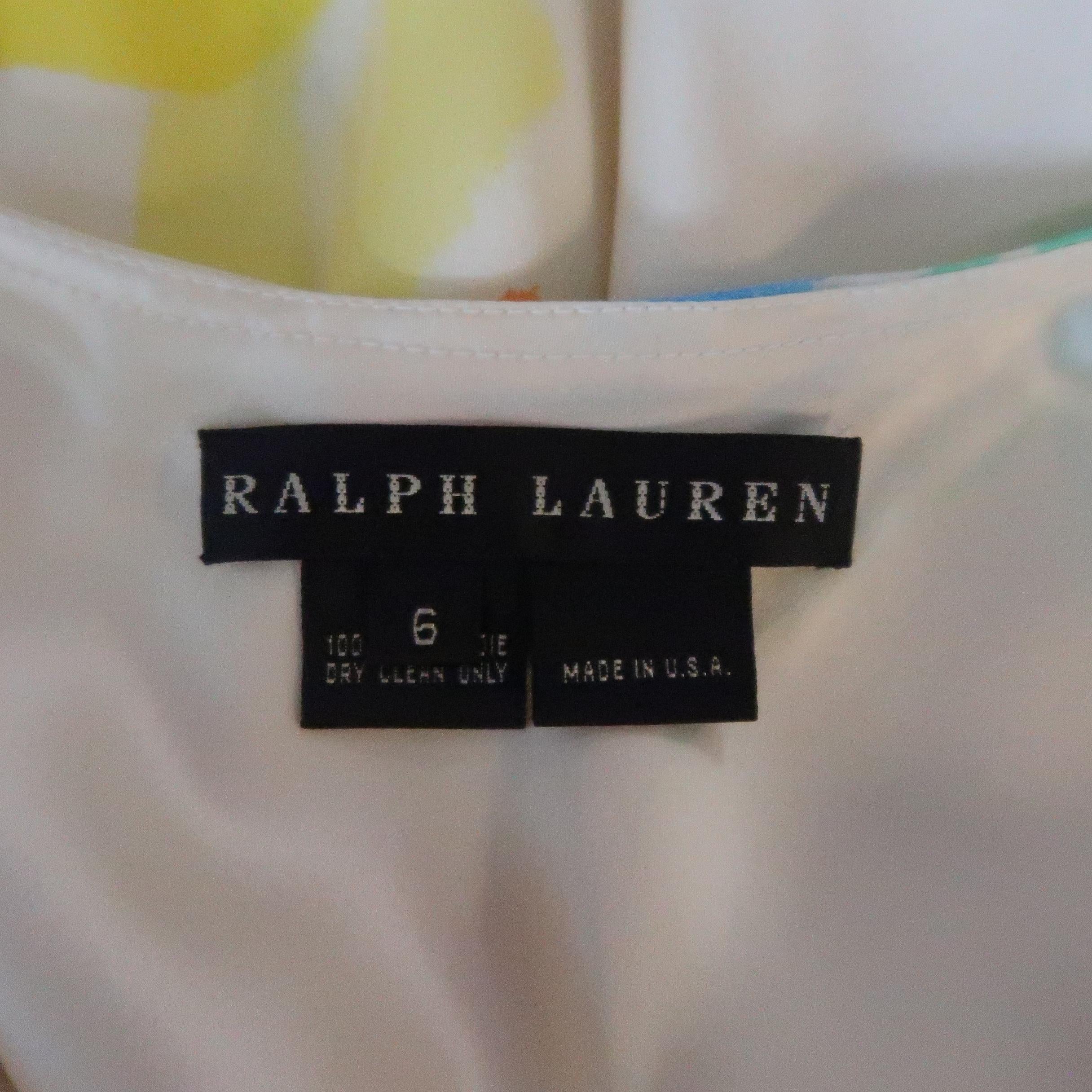 RALPH LAUREN Black Label 6 Cream Multi-Color Watercolor Floral Silk Dress Gown 4