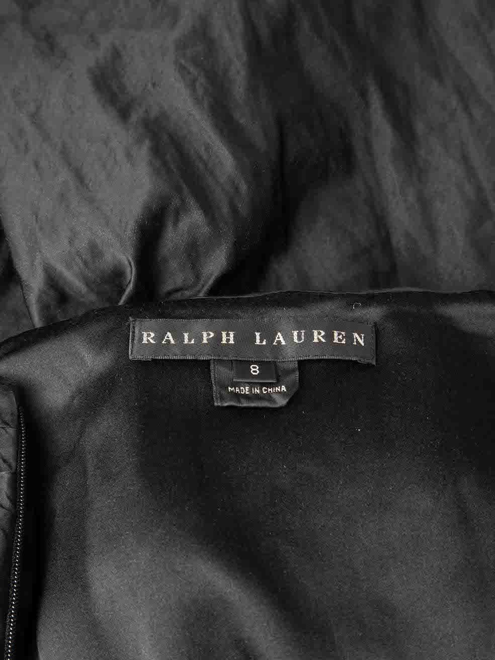 Women's Ralph Lauren Black Label Black Cotton Ruched Strapless Midi Dress Size S
