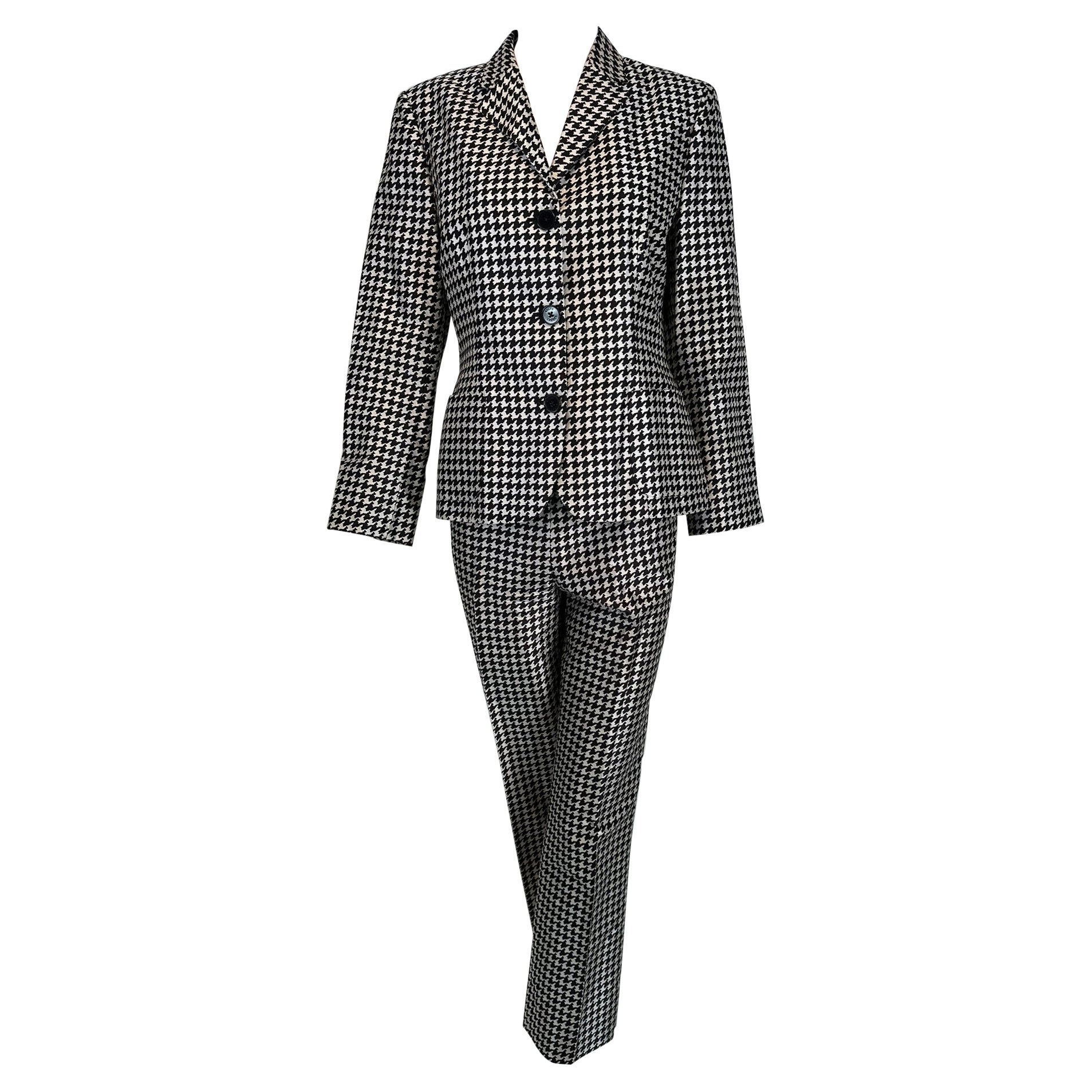 Ralph Lauren Black Label Conjunto de pantalón a cuadros en seda blanca y negra 10 en venta