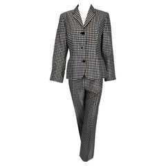 Ralph Lauren Black Label Schwarz & Weiß Seide Hounds Tooth Check Pant Set 10