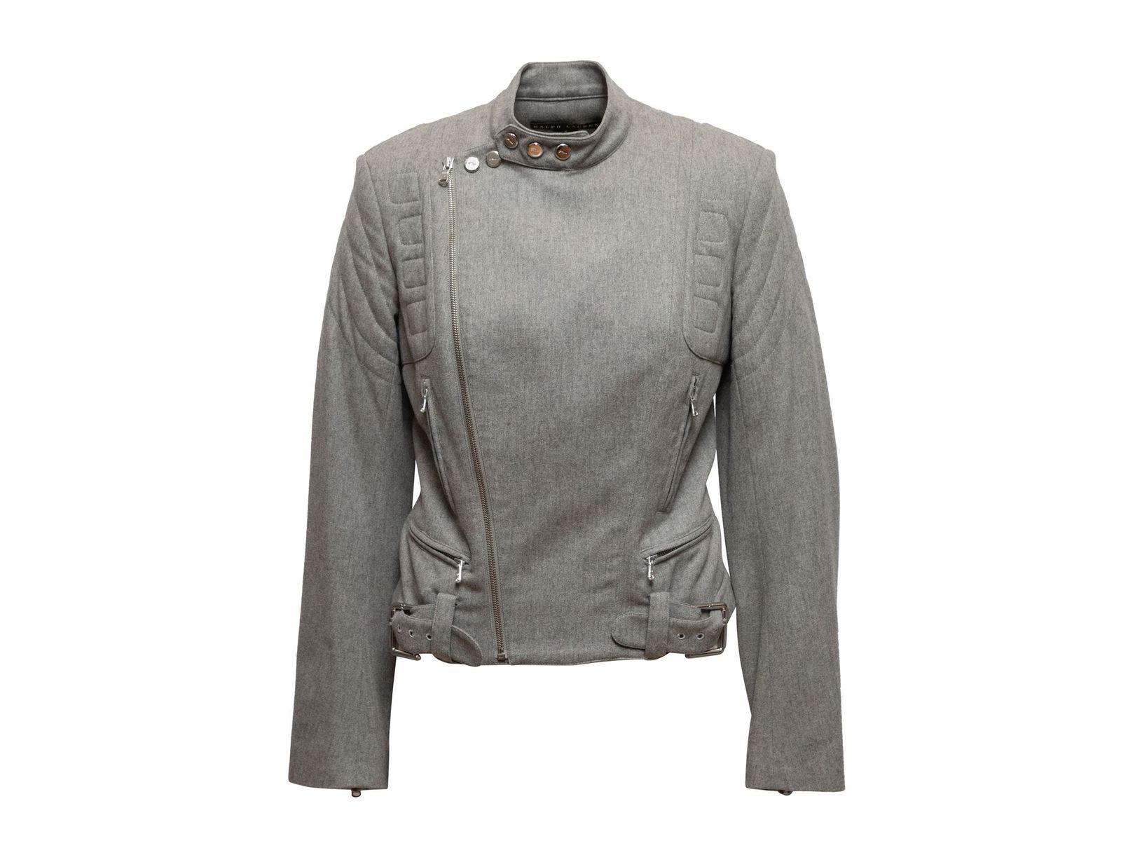 Women's Ralph Lauren Black Label Black Wool & Cashmere Moto Jacket