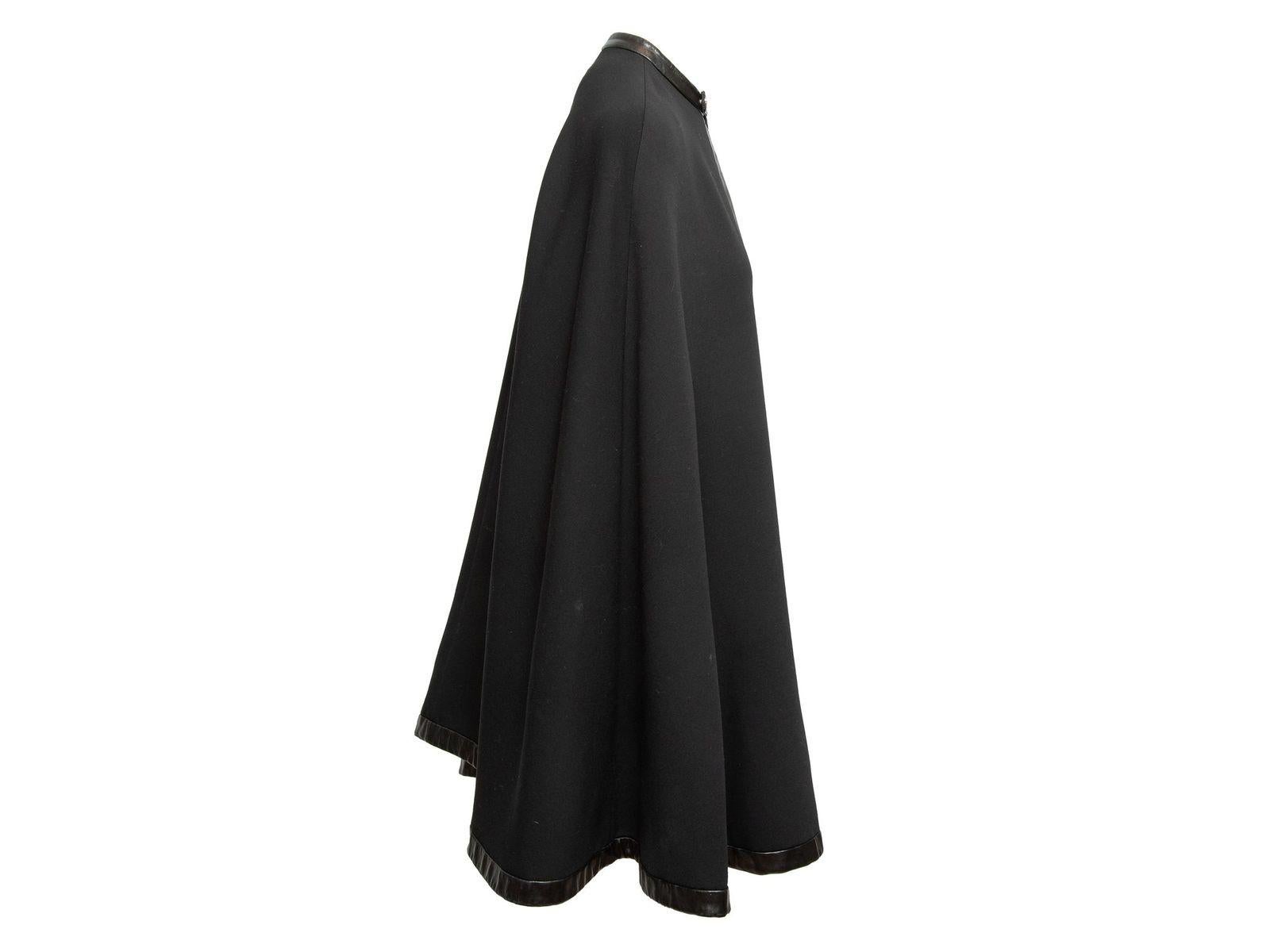 Ralph Lauren Black Label Black Wool Leather-Trimmed Cape 2