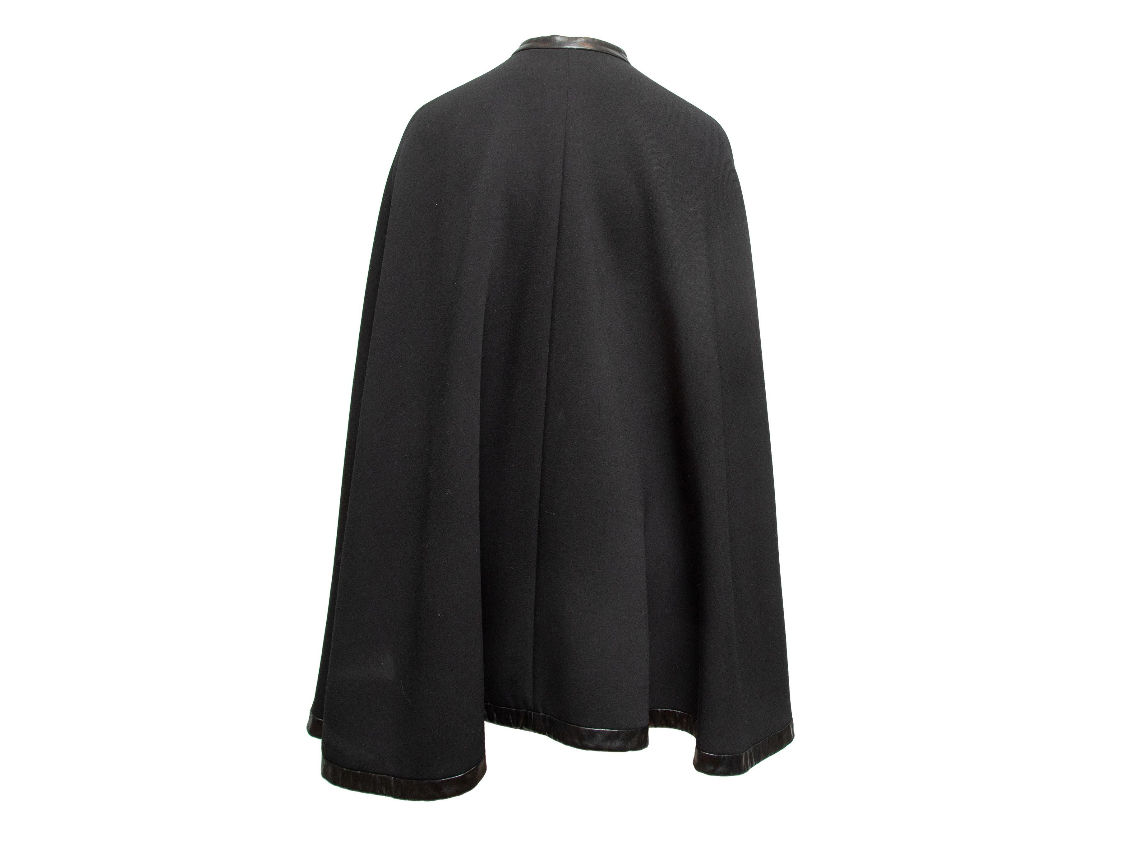 Ralph Lauren Black Label Black Wool Leather-Trimmed Cape 3