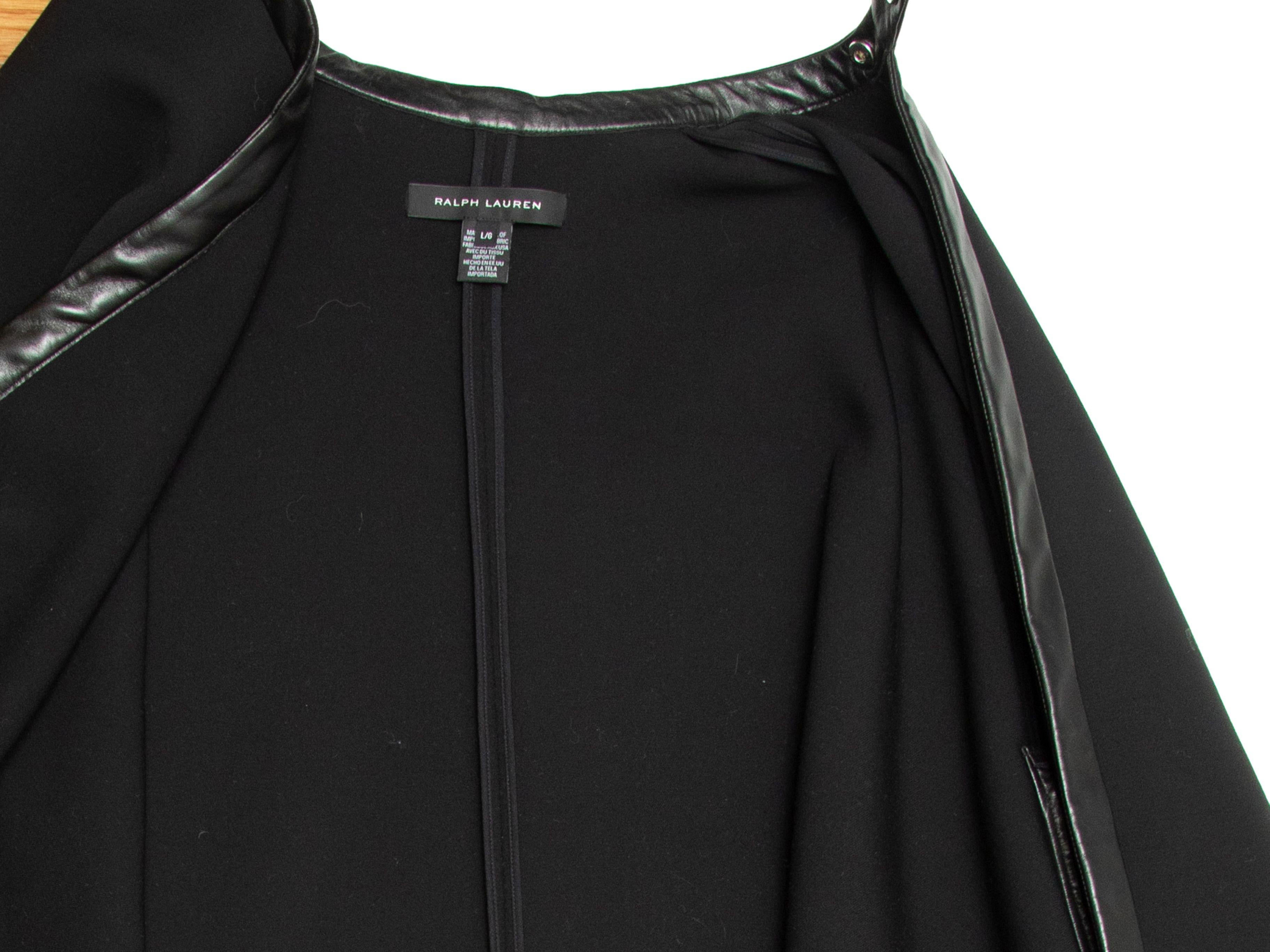 Ralph Lauren Black Label Black Wool Leather-Trimmed Cape 4