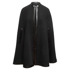 Ralph Lauren Black Label Black Wool Leather-Trimmed Cape