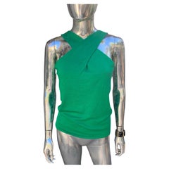 Ralph Lauren Black Label Collection Green Cashmere Silk Draped Knit Top Size M