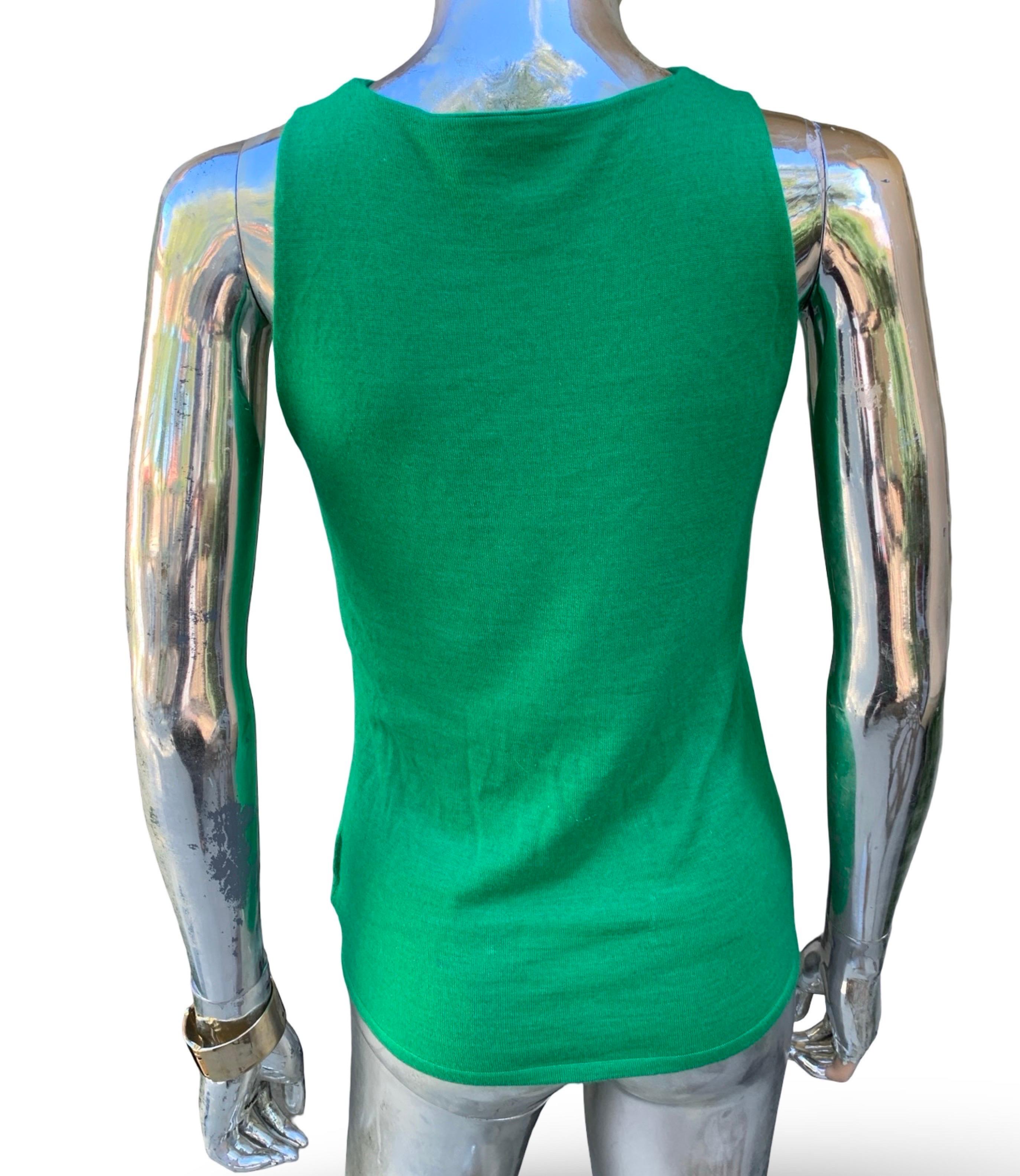 Ralph Lauren Black Label Collection Sachet de soie cachemire vert Top drapé en tricot Taille M Pour femmes en vente