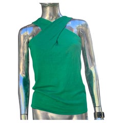 Ralph Lauren Black Label Collection Green Cashmere Silk Draped Knit Top Size M