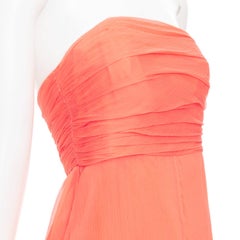 RALPH LAUREN Black Label coral orange 100% silk strapless mini dress US2 S