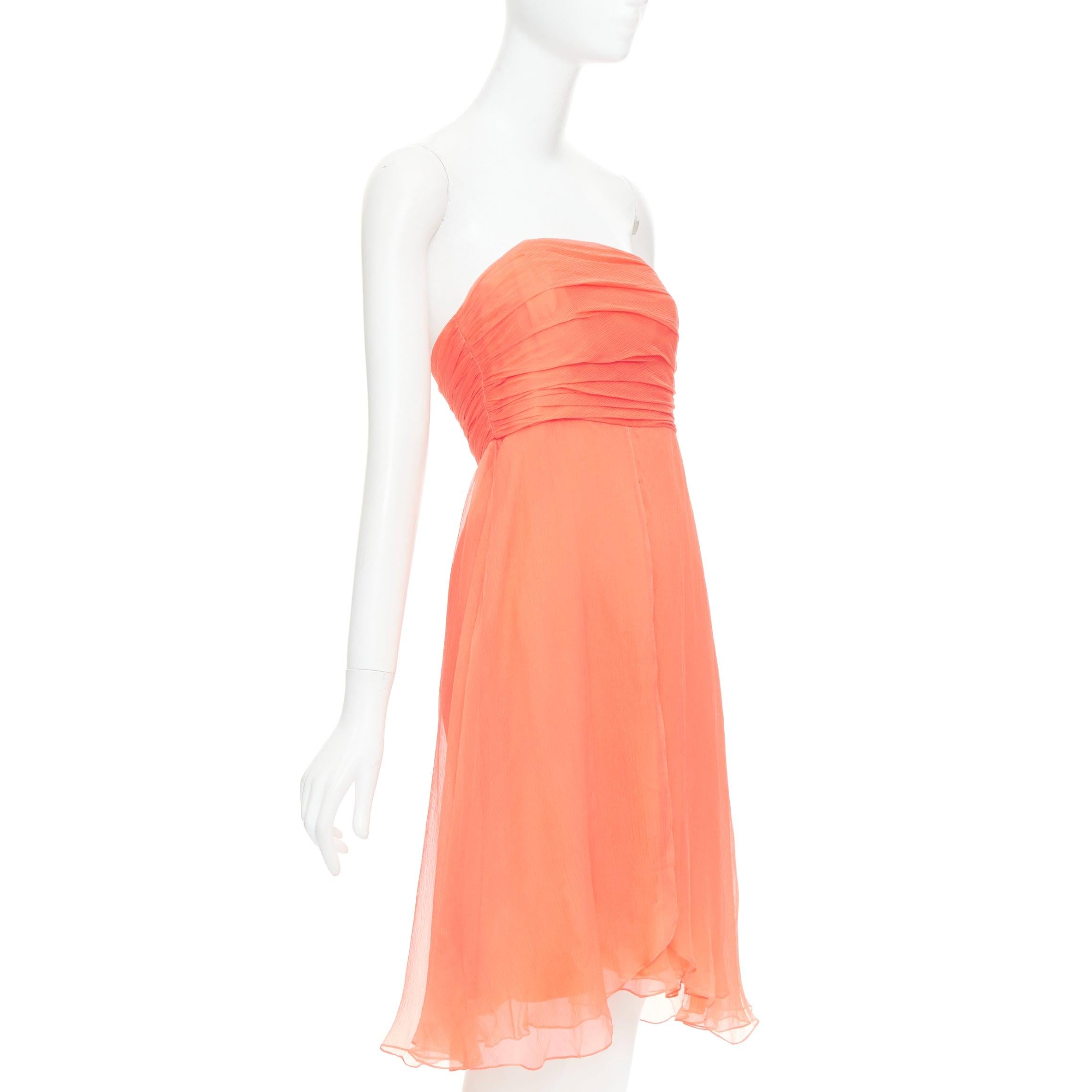 Orange RALPH LAUREN Black Label coral orange 100% silk strapless mini dress US2 S For Sale