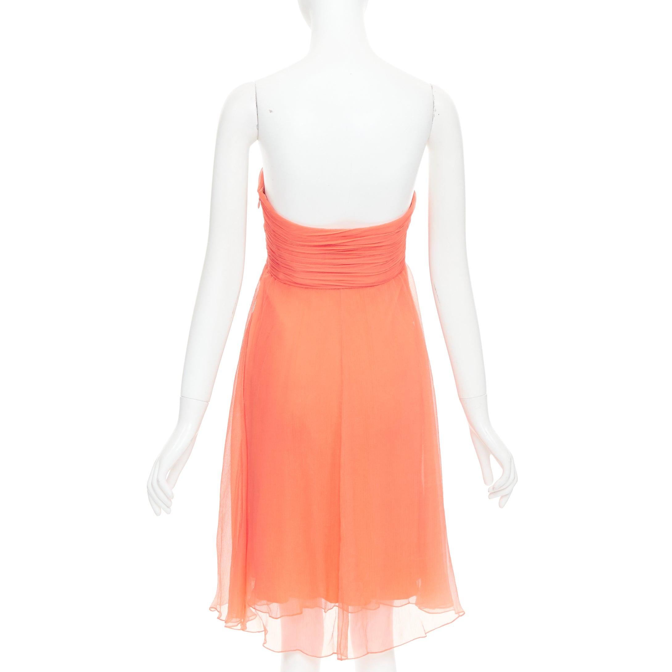Women's RALPH LAUREN Black Label coral orange 100% silk strapless mini dress US2 S For Sale