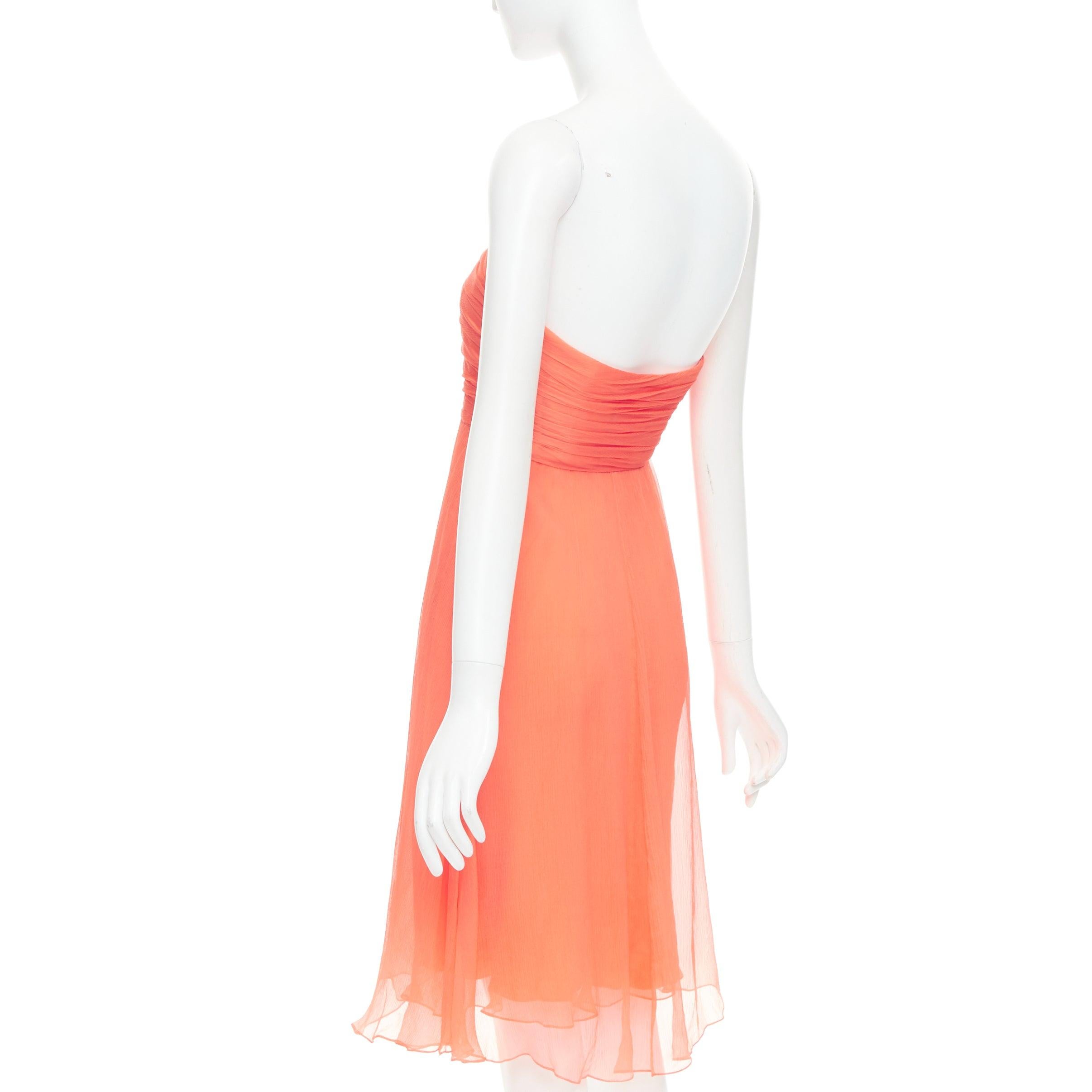 RALPH LAUREN Black Label coral orange 100% silk strapless mini dress US2 S For Sale 1