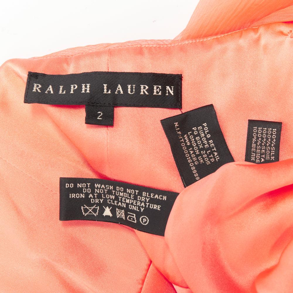 RALPH LAUREN Black Label coral orange 100% silk strapless mini dress US2 S For Sale 3