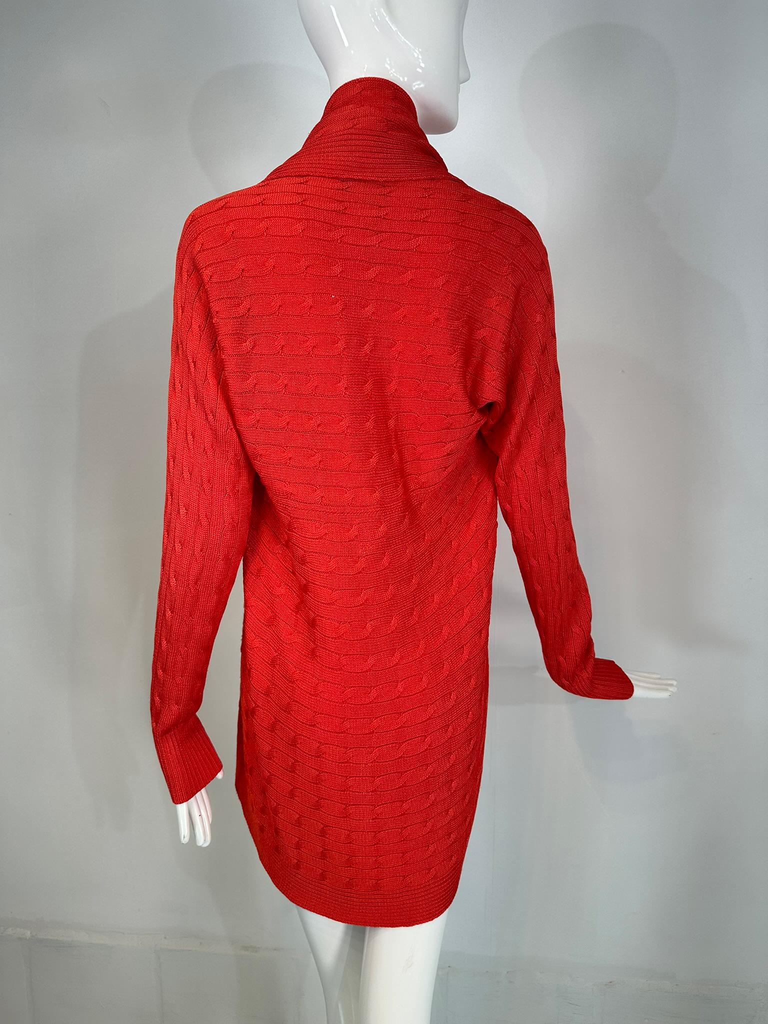 Women's Ralph Lauren Black Label Coral Silk Cable Knit Circle Open Front Sweater Large For Sale