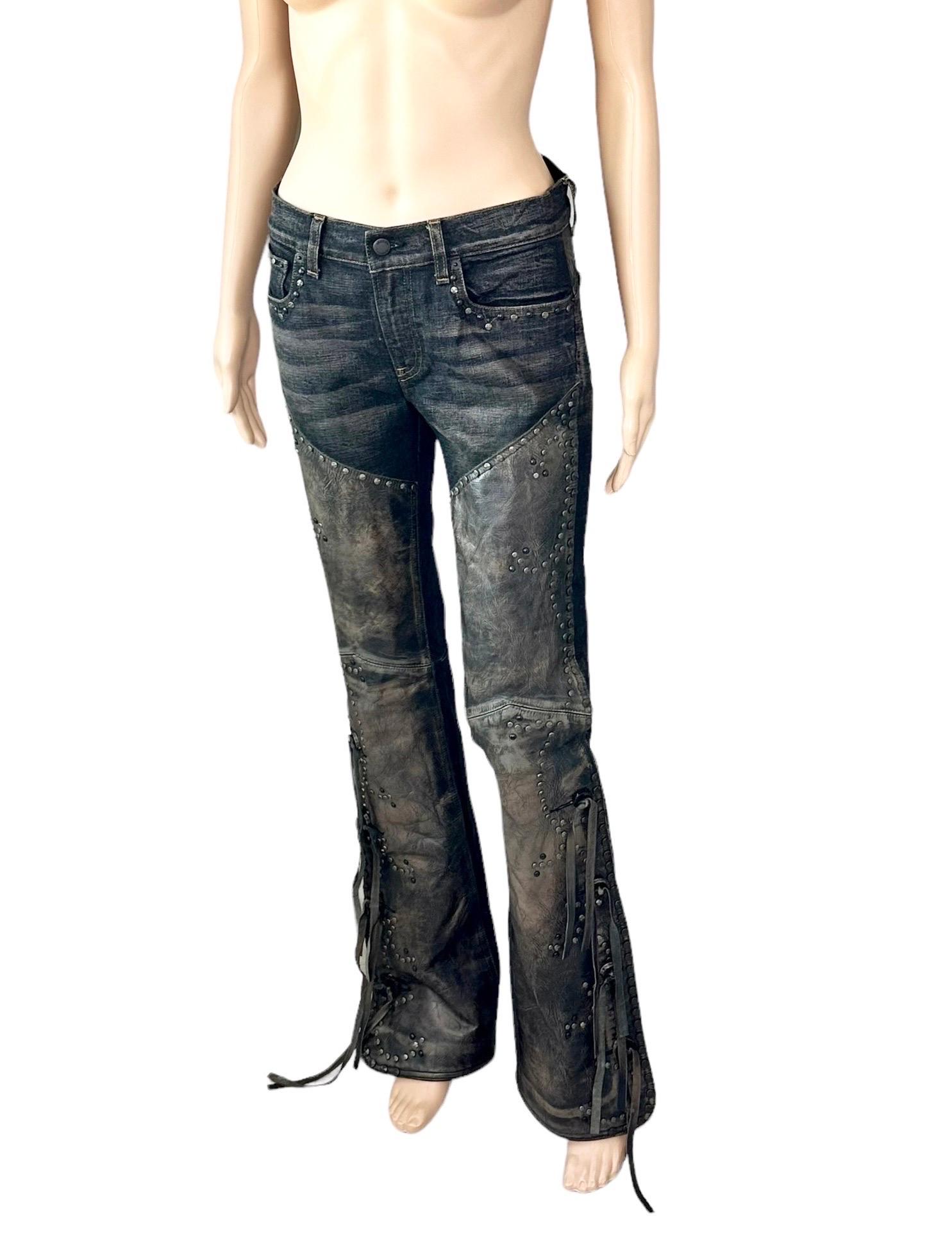 Ralph Lauren Black Label - Cowboy Western con borchie e frange in pelle Denim Jeans Pants In condizioni ottime a Naples, FL