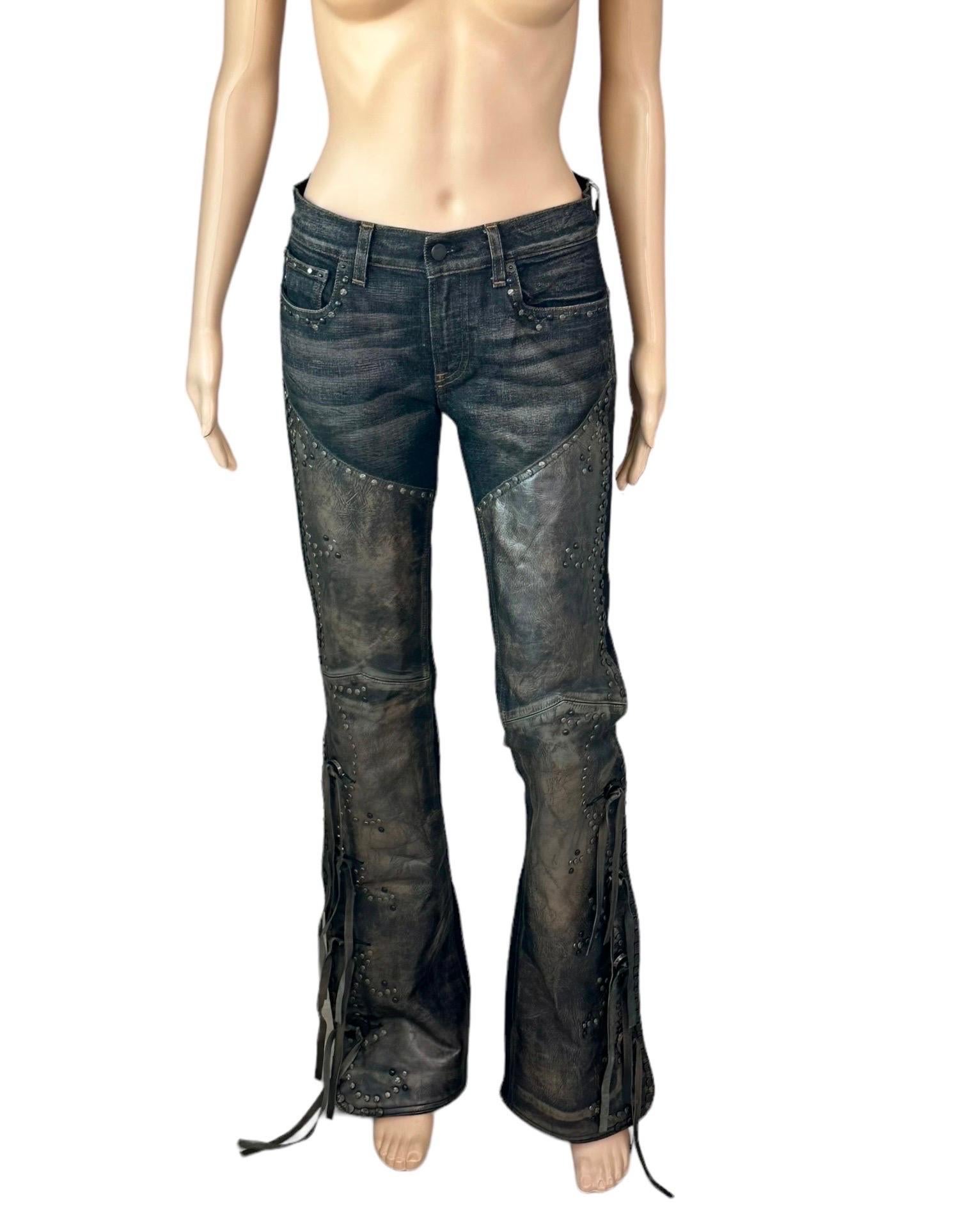 Ralph Lauren Black Label - Cowboy Western con borchie e frange in pelle Denim Jeans Pants 1