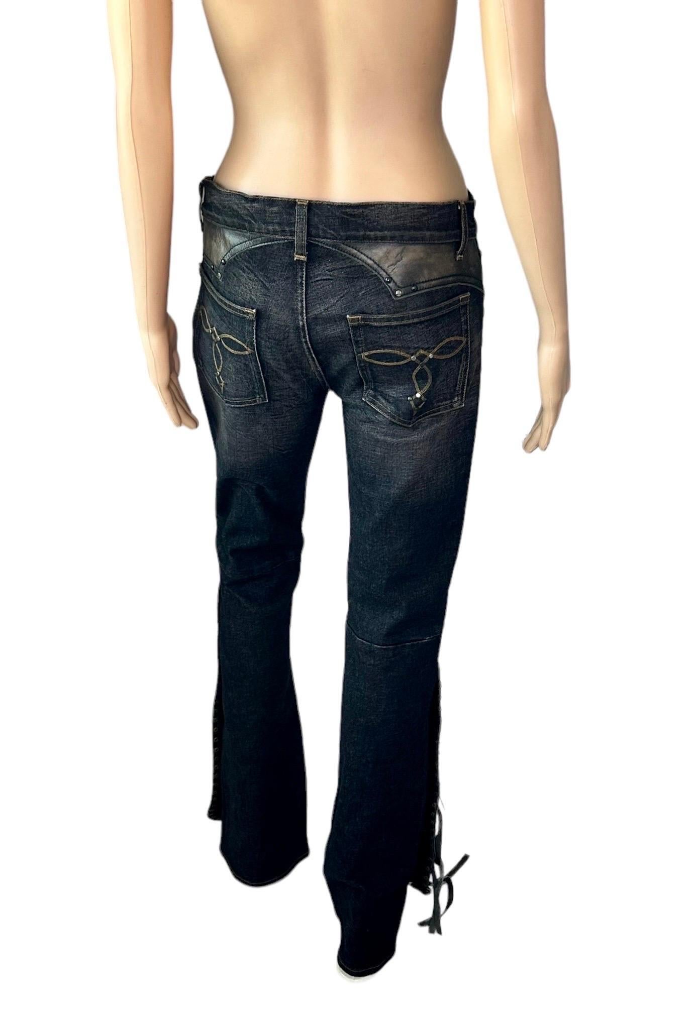 Ralph Lauren Black Label - Cowboy Western con borchie e frange in pelle Denim Jeans Pants 2