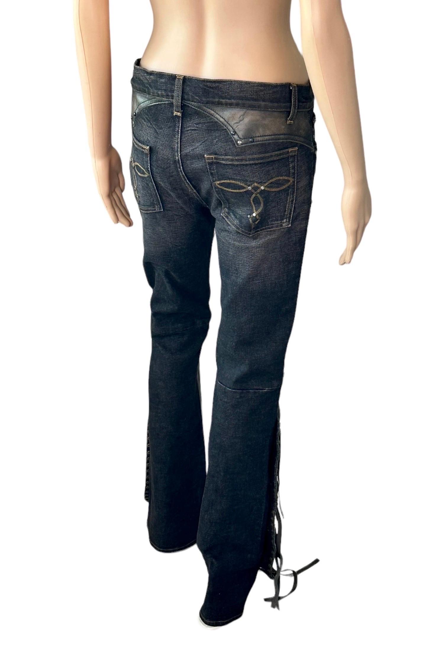 Ralph Lauren Black Label - Cowboy Western con borchie e frange in pelle Denim Jeans Pants 4