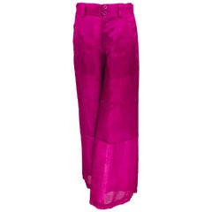 Ralph Lauren Black Label Fuchsia Sheer Silk Organza wide leg Trouser 