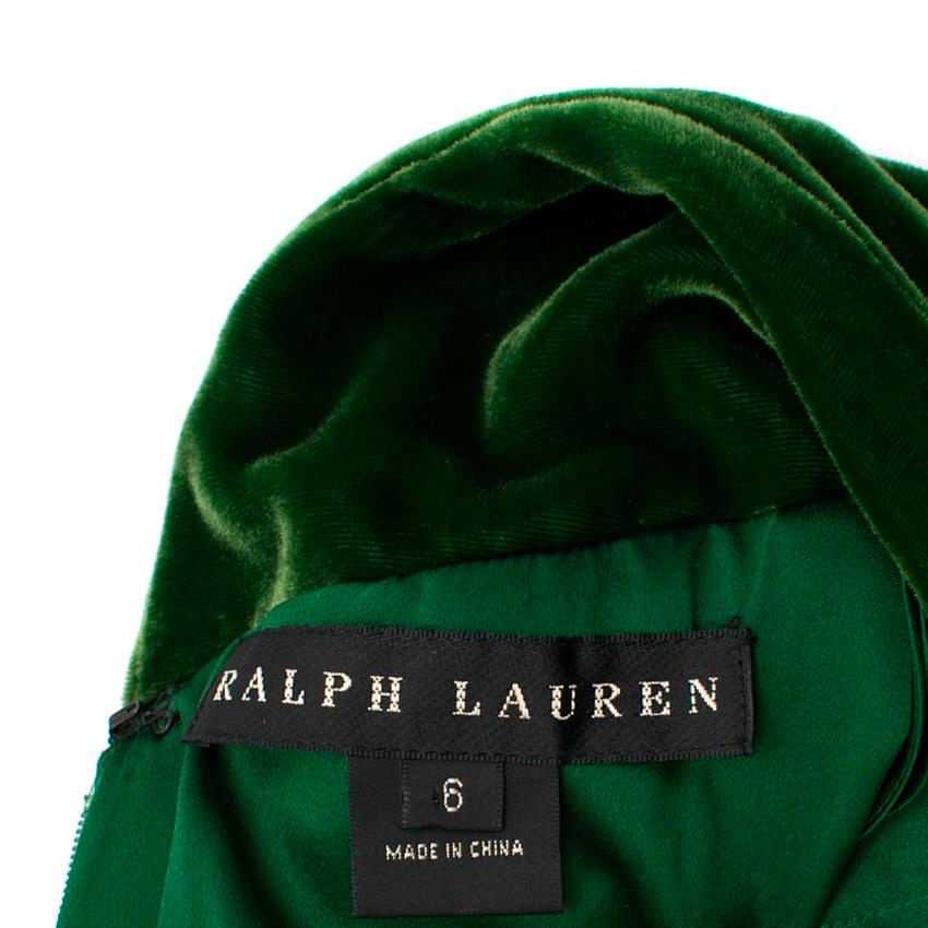 Ralph Lauren Black Label Green Velvet Rope-Tie Gown - Size US 6 In New Condition In London, GB