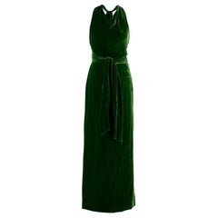 Ralph Lauren Black Label Green Velvet Rope-Tie Gown - Size US 6