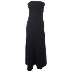 Ralph Lauren Black Label Navy Cashmere Strapless Maxi Dress