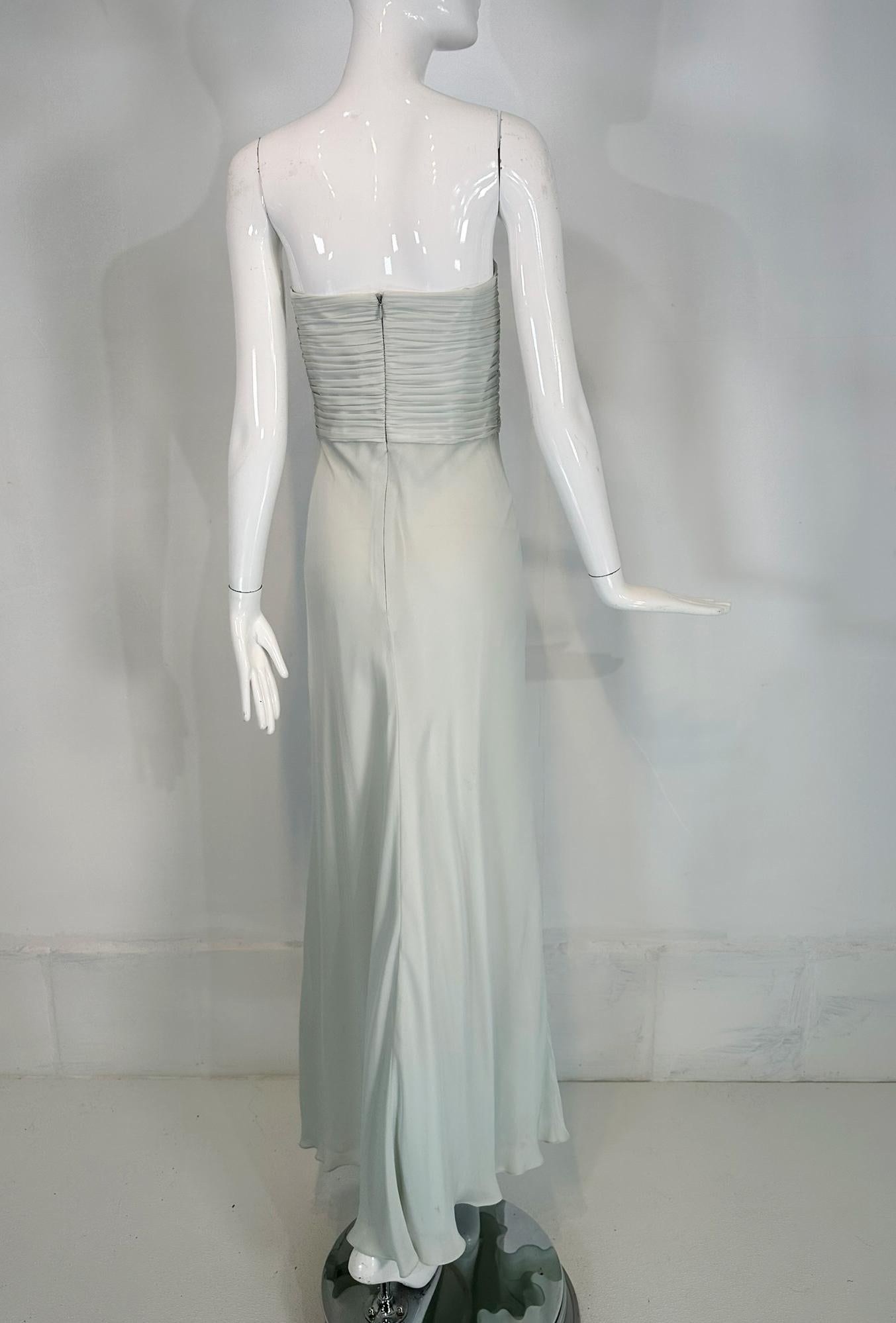 Ralph Lauren Black Label Pale Blue Silk Strapless Draped Bodice Bias Cut Gown 8 For Sale 5