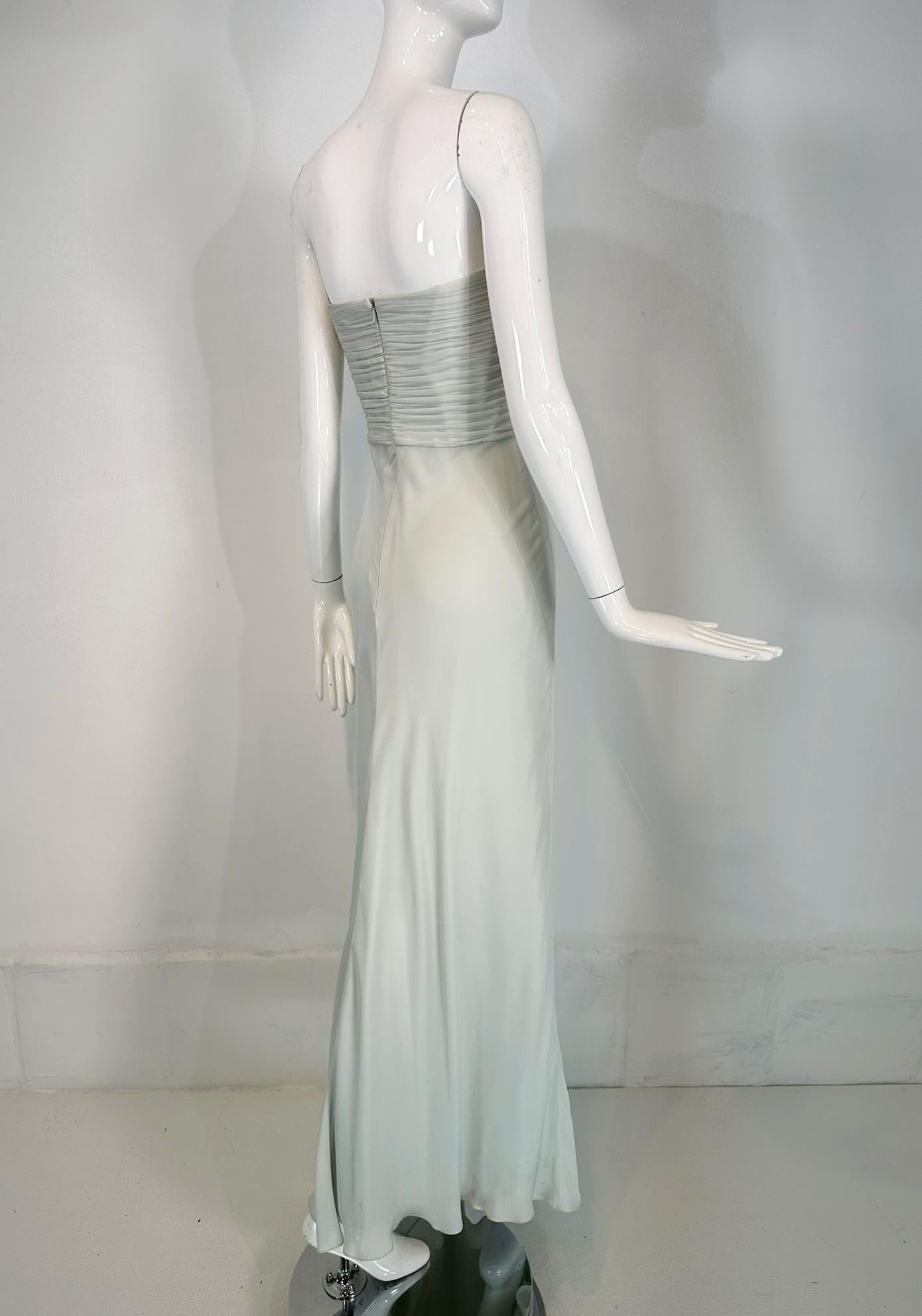 Ralph Lauren Black Label Pale Blue Silk Strapless Draped Bodice Bias Cut Gown 8 For Sale 6