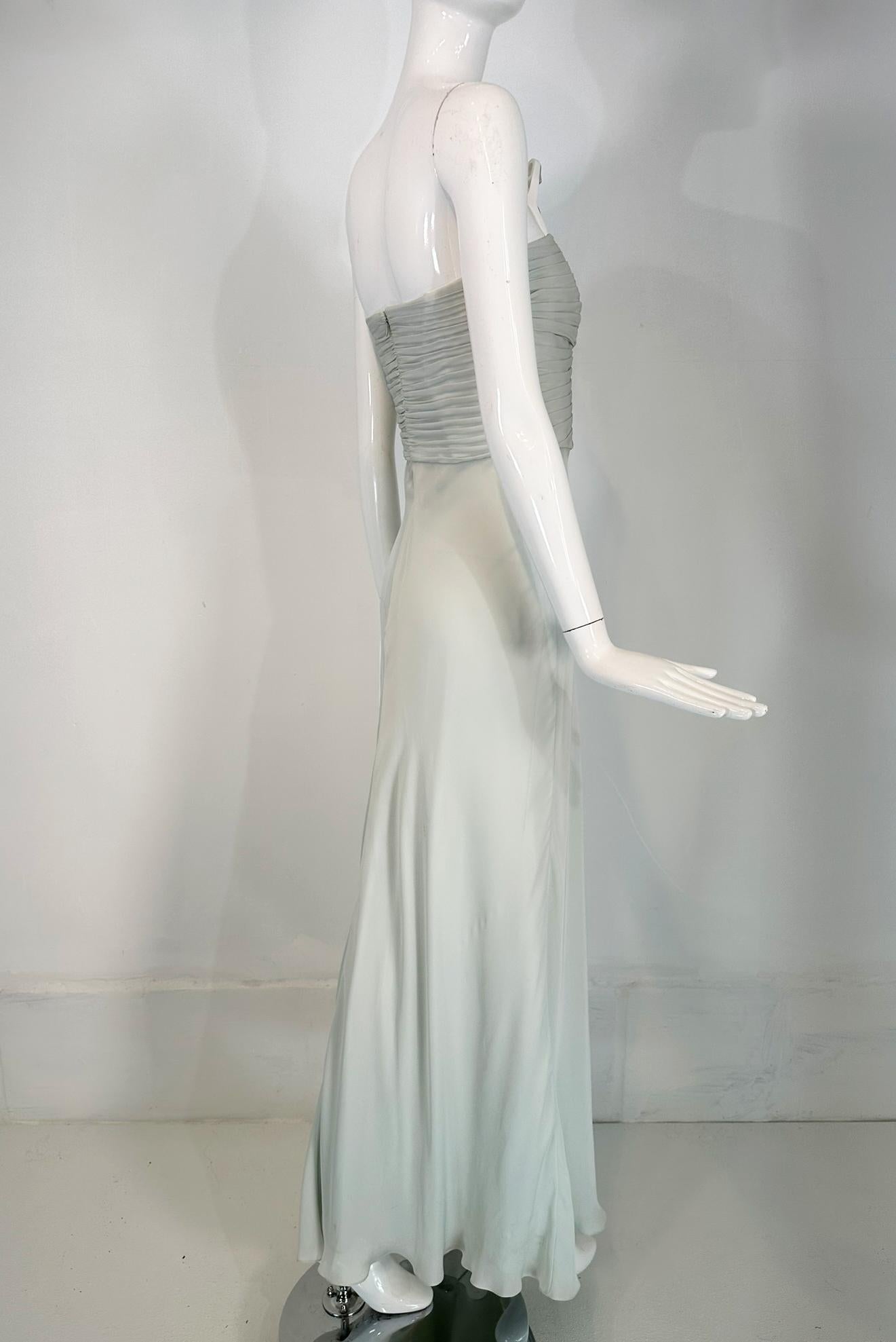 Ralph Lauren Black Label Pale Blue Silk Strapless Draped Bodice Bias Cut Gown 8 For Sale 7