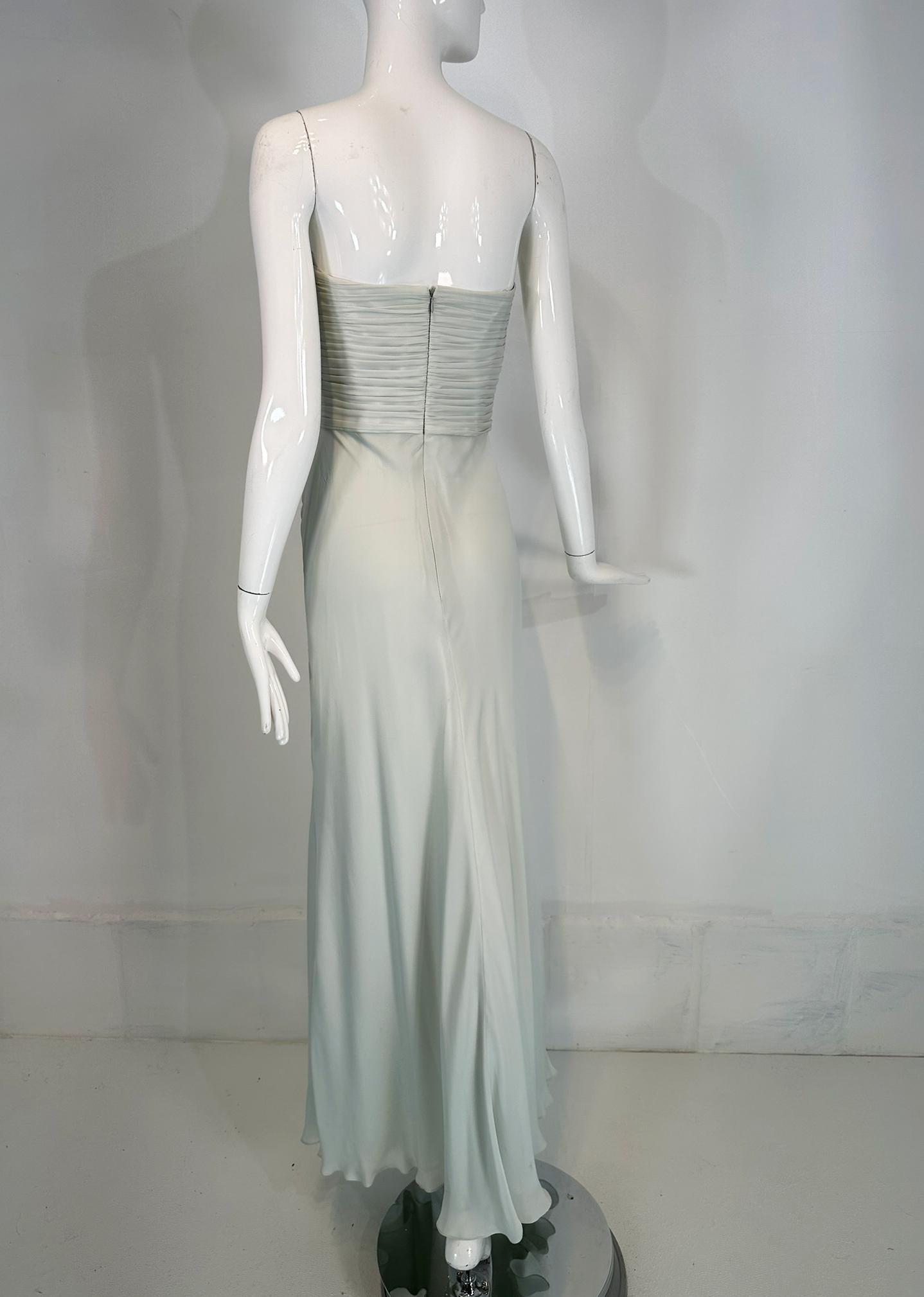 Ralph Lauren Black Label Pale Blue Silk Strapless Draped Bodice Bias Cut Gown 8 For Sale 3