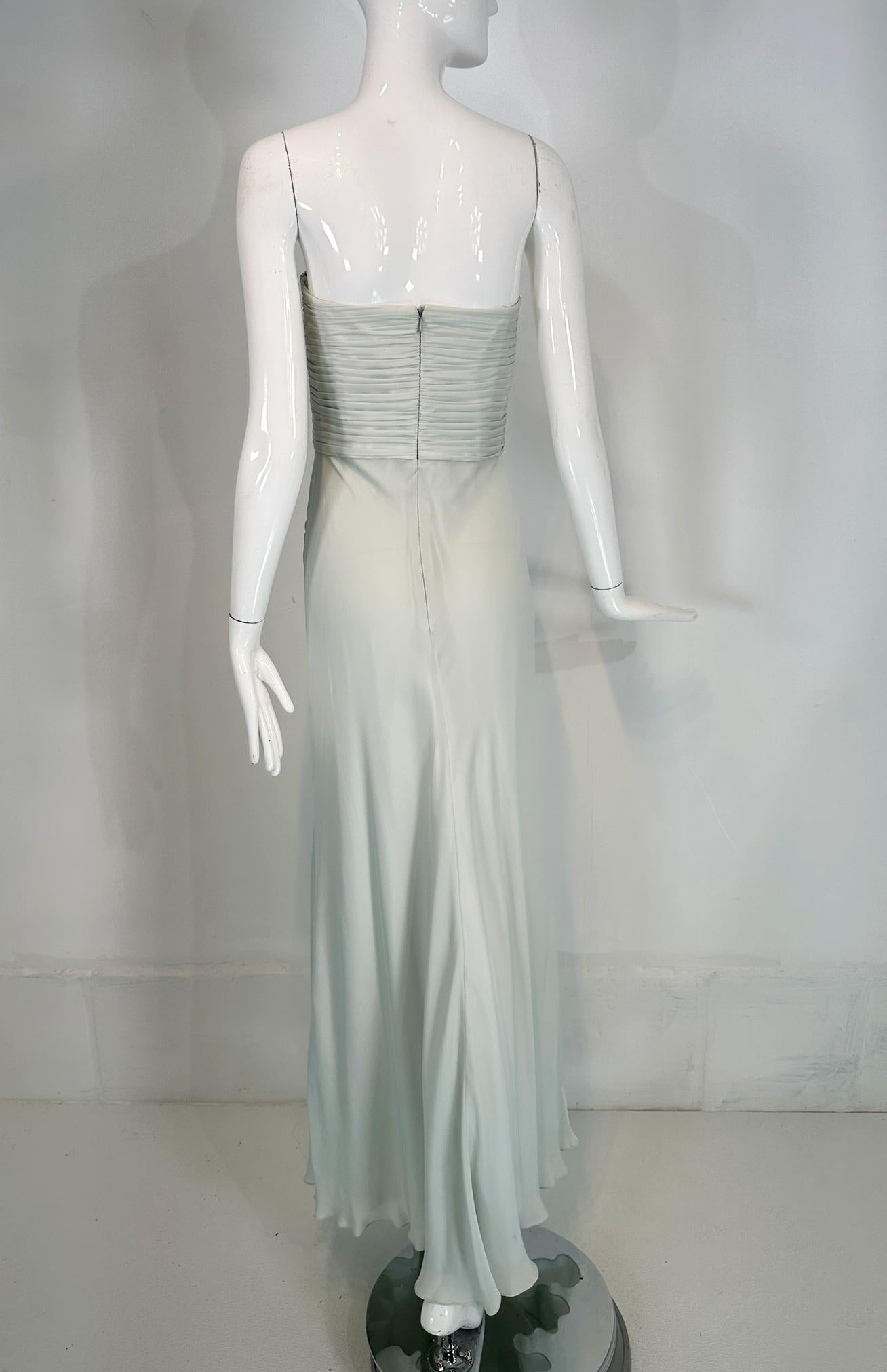 Ralph Lauren Black Label Pale Blue Silk Strapless Draped Bodice Bias Cut Gown 8 For Sale 4
