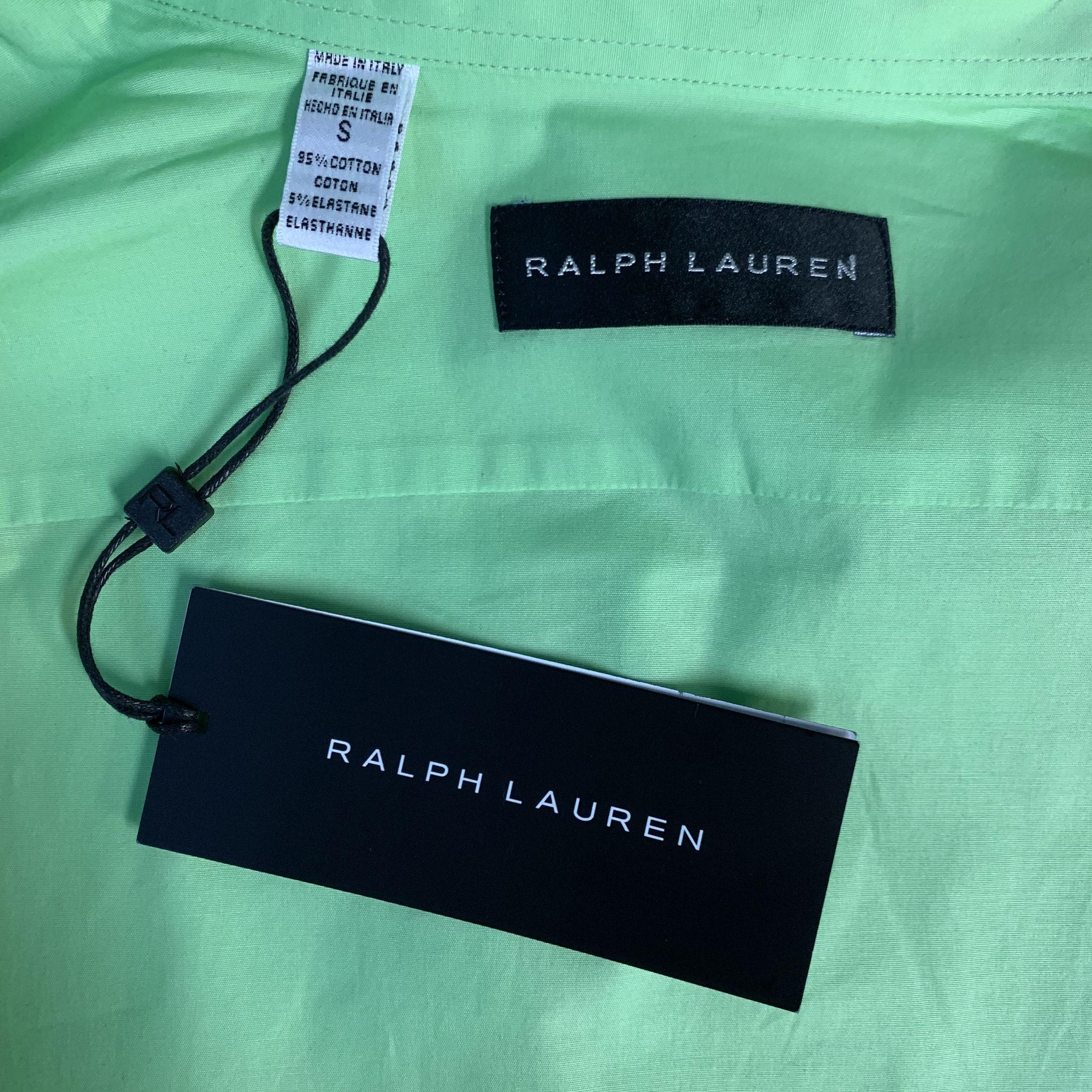 RALPH LAUREN Black Label S Lime Green Cotton Patch Pockets Long Sleeve Shirt 1