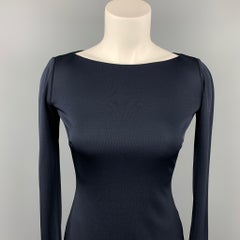 RALPH LAUREN Black Label Size 0 Navy Viscose Boat Neck Dress