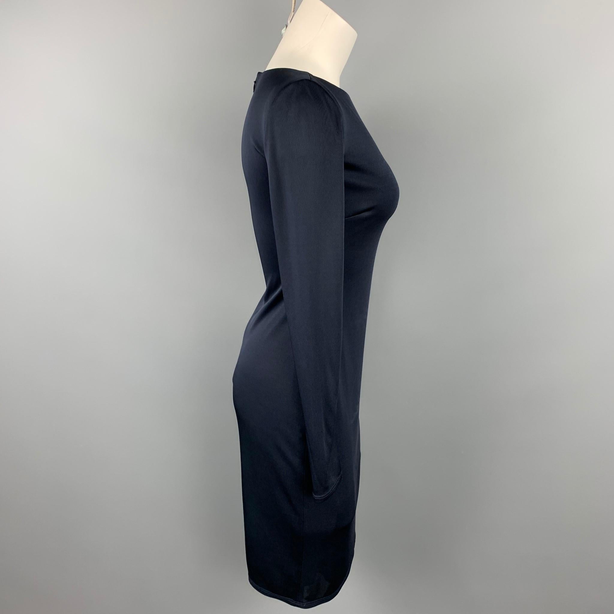 RALPH LAUREN Black Label Size 0 Navy Viscose Boat Neck Dress In New Condition In San Francisco, CA