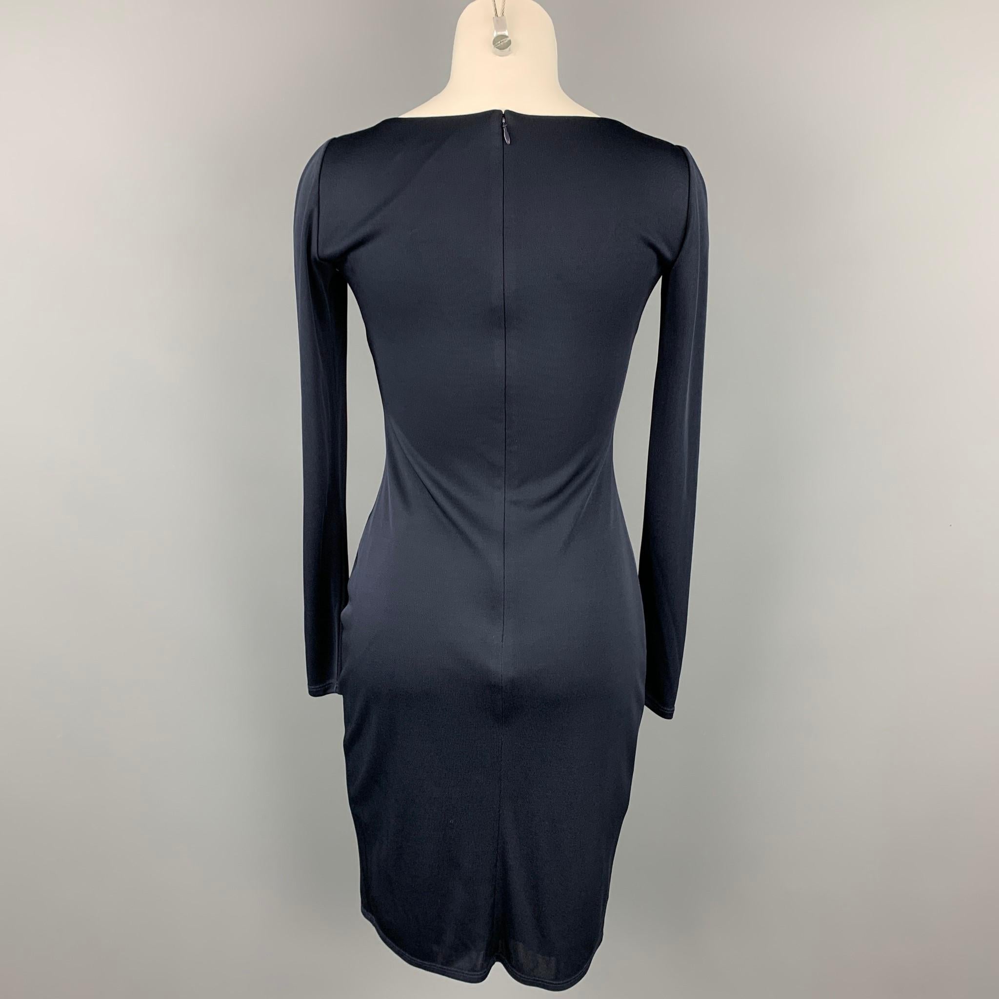 Women's RALPH LAUREN Black Label Size 0 Navy Viscose Boat Neck Dress