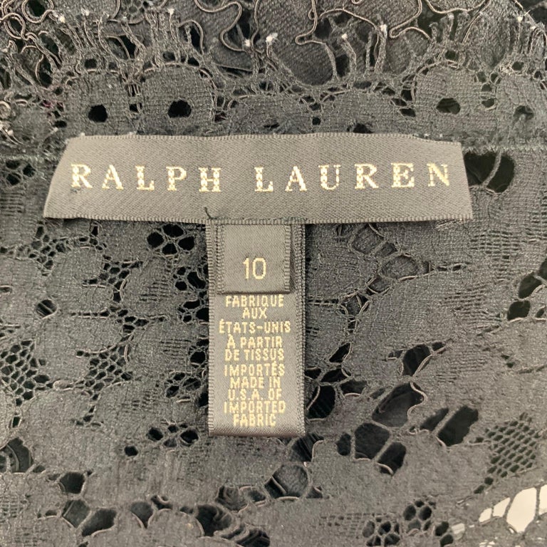 RALPH LAUREN Robe noire en coton mélangé avec voile à l'intérieur