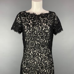 RALPH LAUREN Black Label Size 10 Black Lace Cotton Blend Cocktail Dress