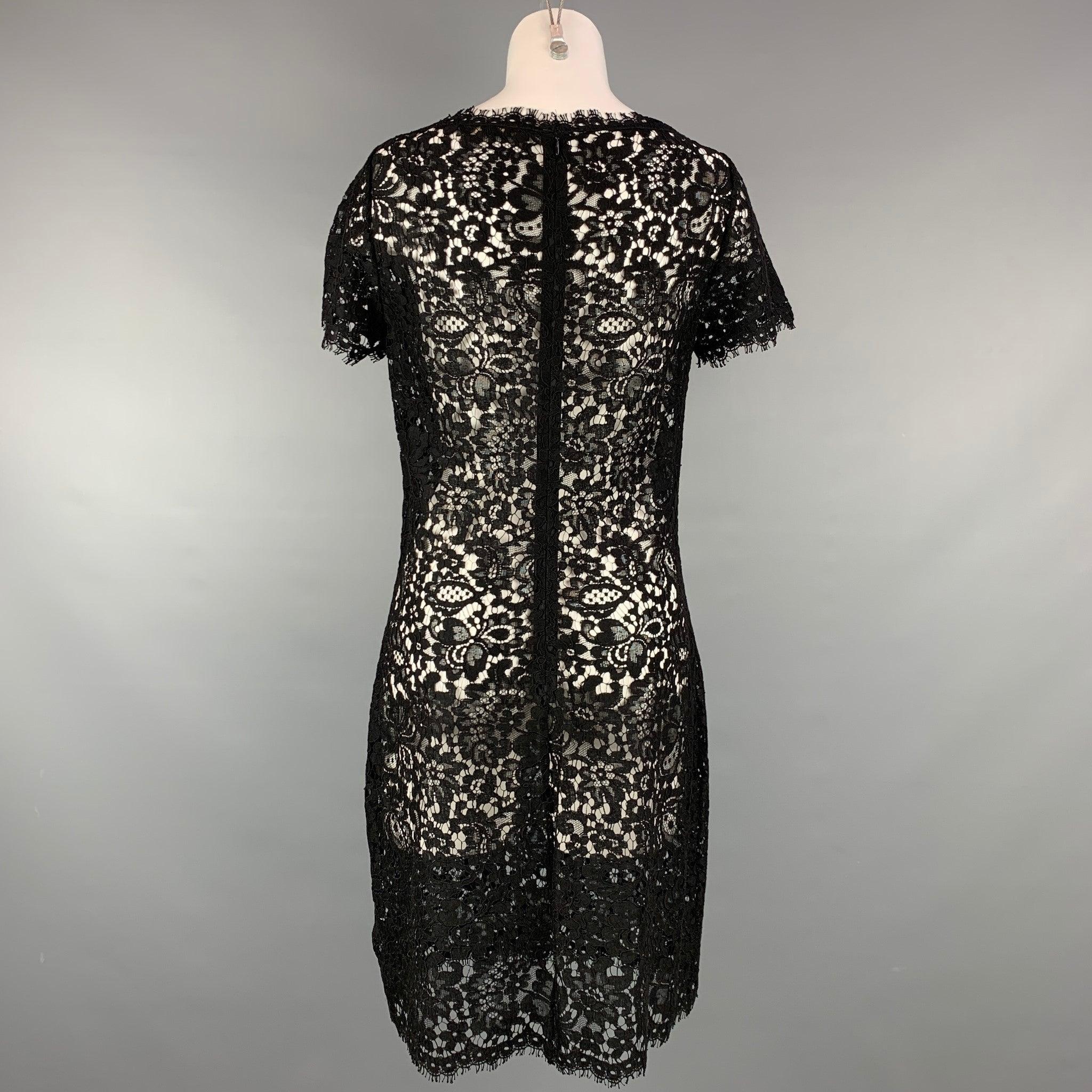 Women's RALPH LAUREN Black Label Size 10 Black Lace Cotton Blend Cocktail Dress For Sale