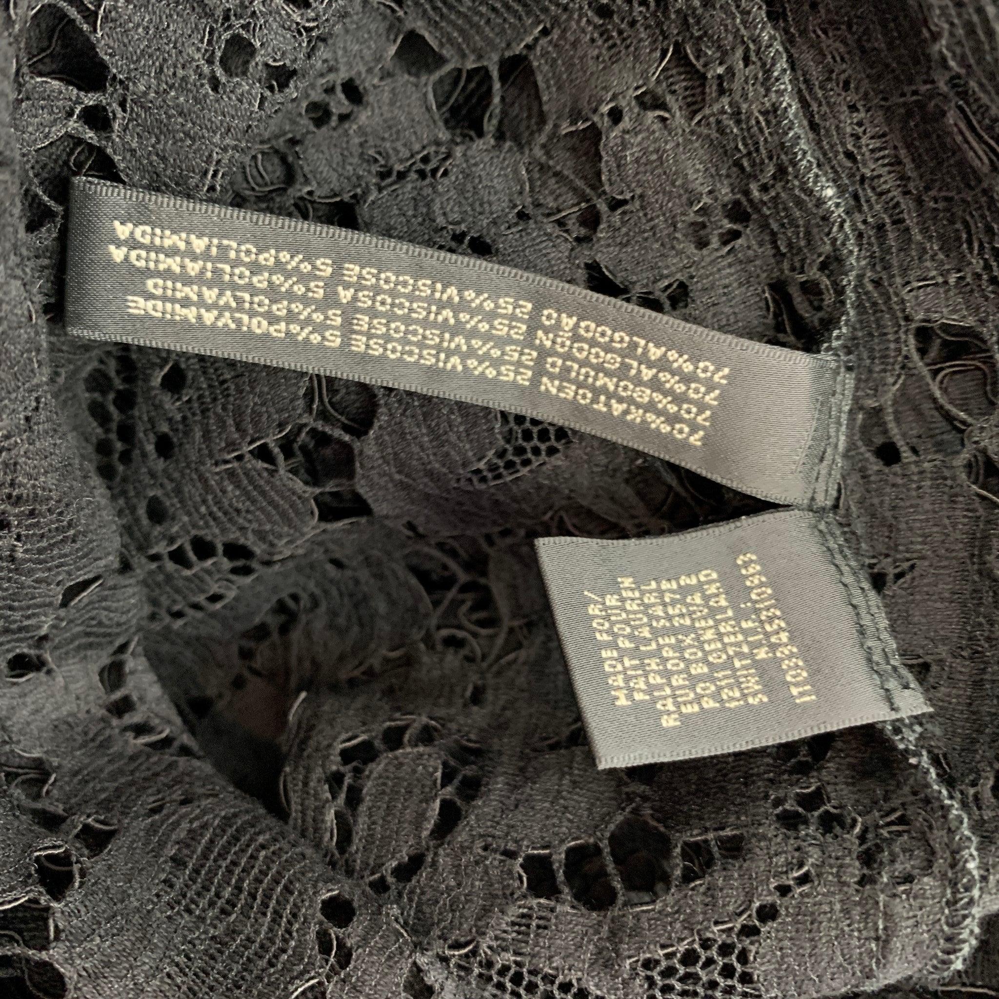 RALPH LAUREN Black Label Size 10 Black Lace Cotton Blend Cocktail Dress For Sale 1
