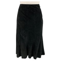 RALPH LAUREN Black Label Size 10 Black Suede Mid-Calf Tulip Skirt